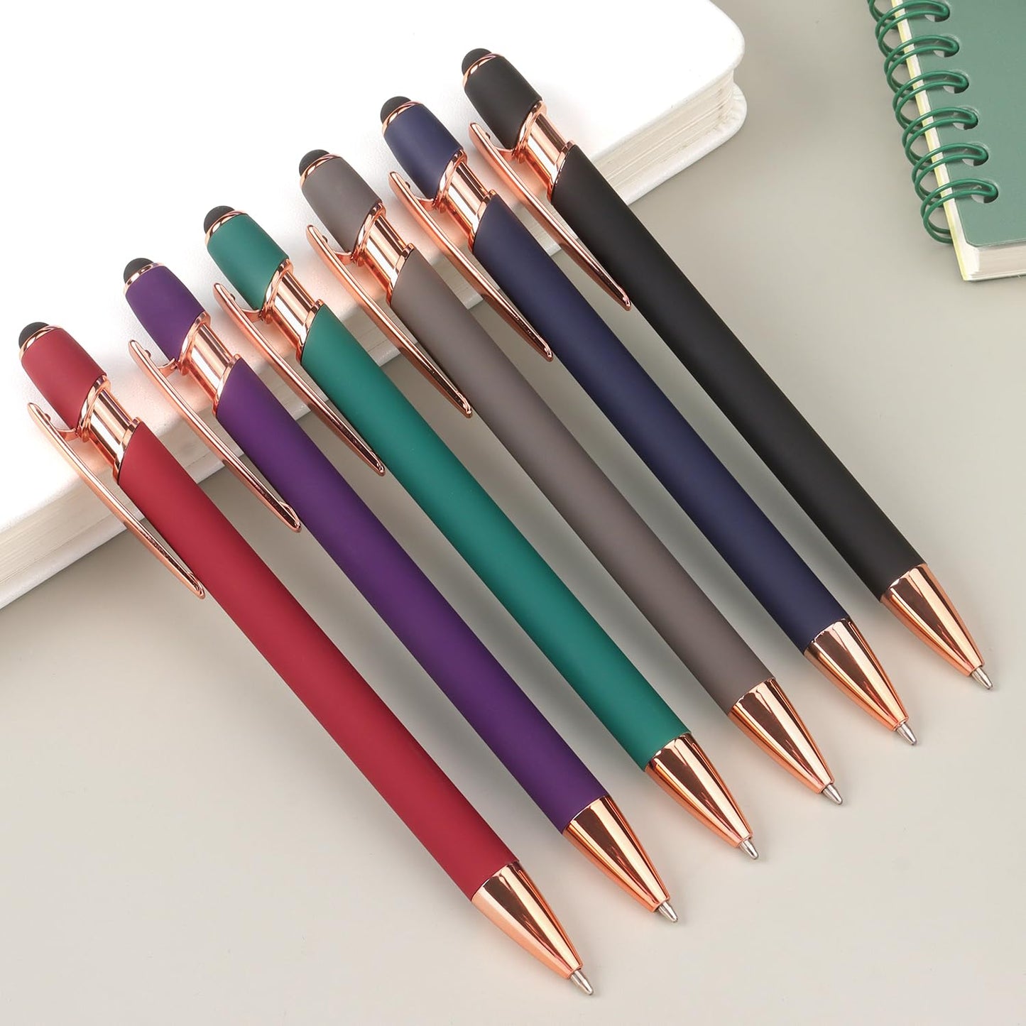 8 Pack Ballpoint Pen 2-in-1 Stylus Retractable Ballpoint Pen with Stylus tip, Metal Stylus Pen for Touch Screens, 1.0 mm Black Ink