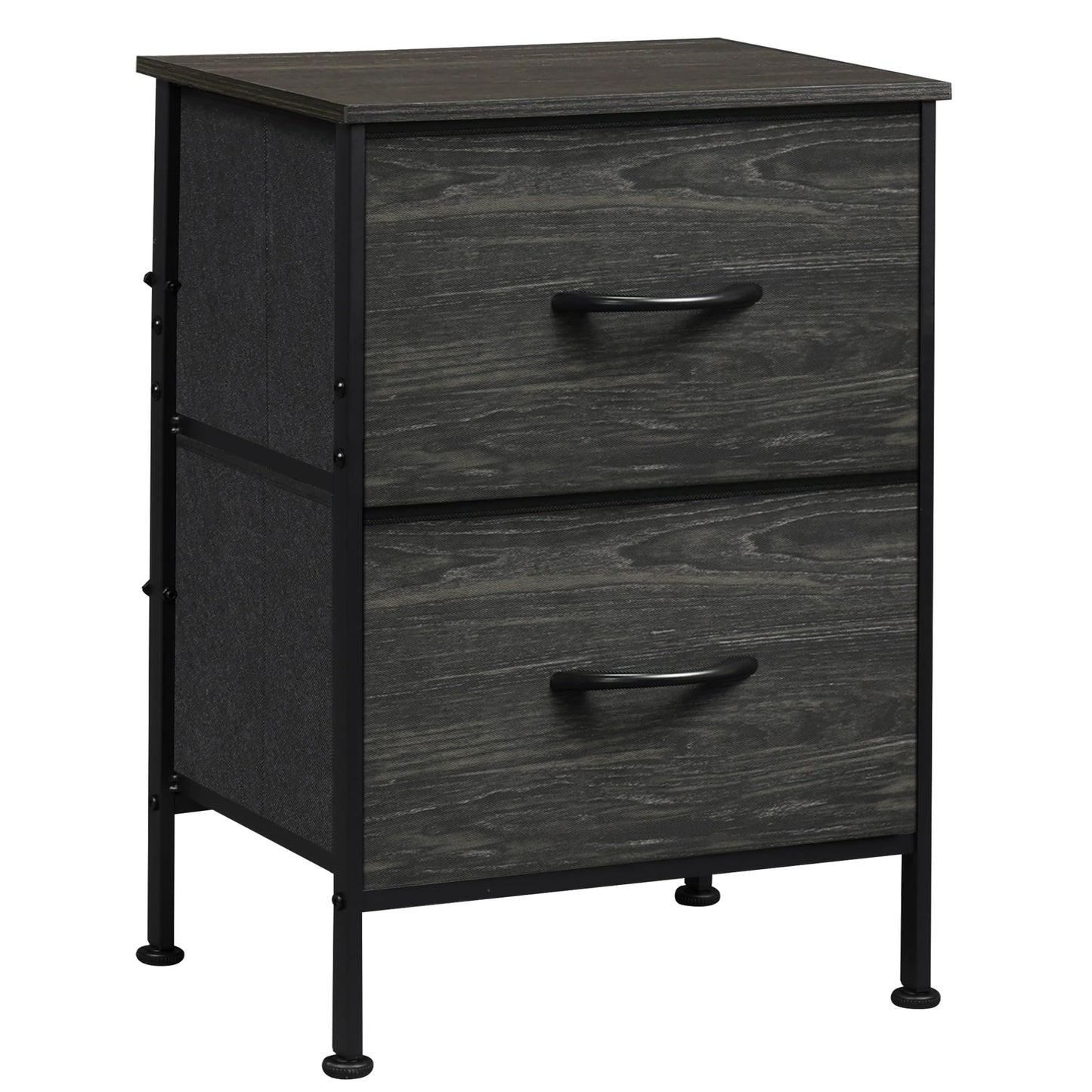 WLIVE Nightstand, 2 Drawer Dresser for Bedroom, Small Dresser with 2 Drawers, Bedside Furniture, Night Stand, End Table with Fabric Bins for Bedroom, Closet, Entryway, College Dorm, Dark Grey