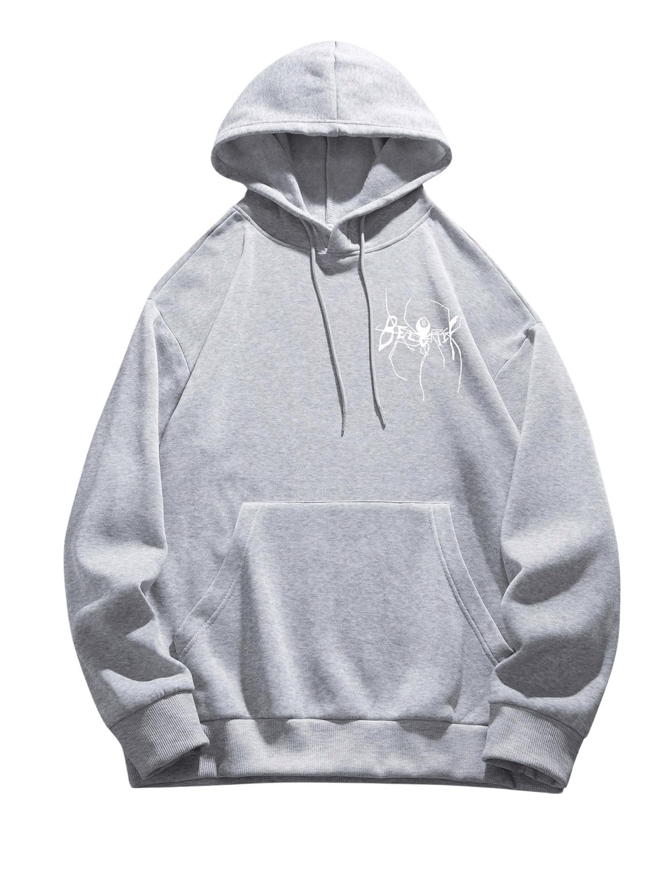 Floerns Men's Graphic Print Long Sleeve Drawstring Hoodie Pullover Sweatshirt