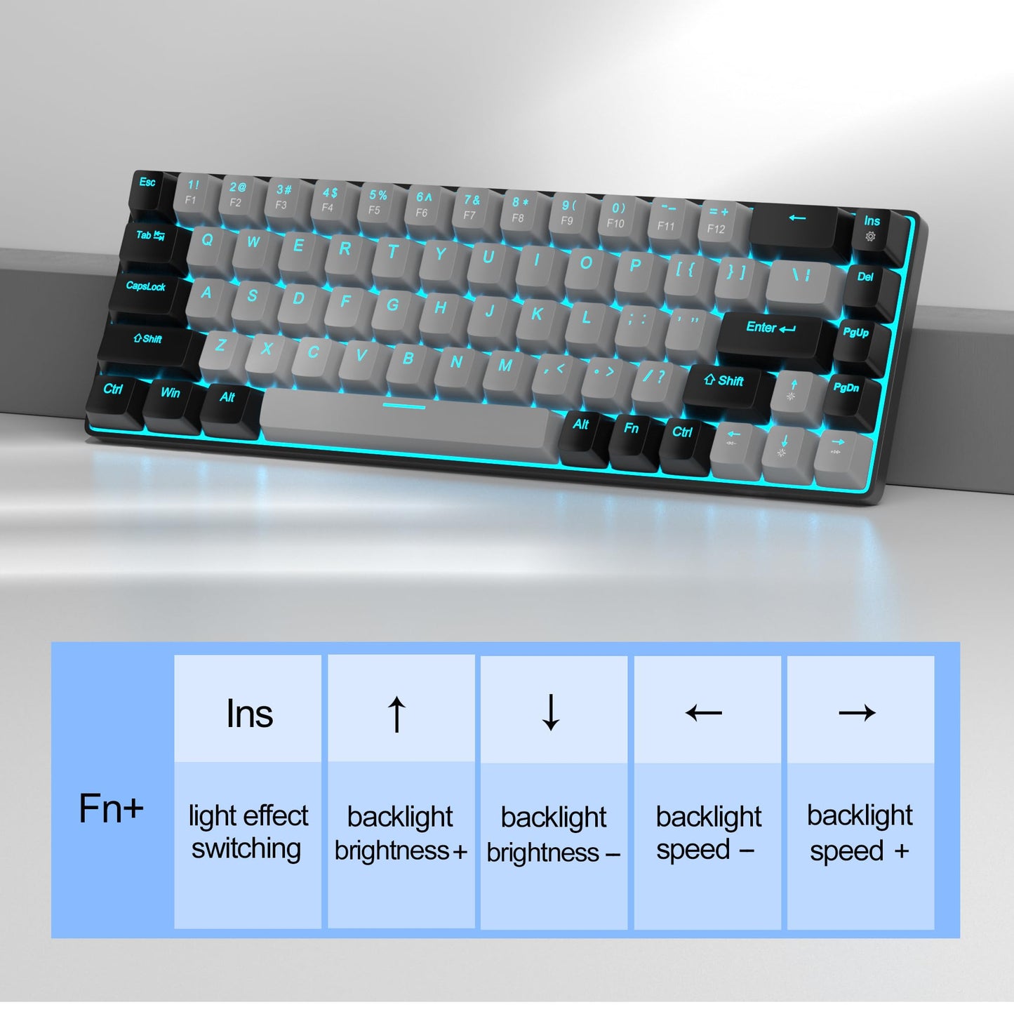 MageGee Portable 60% Mechanical Gaming Keyboard, MK-Box LED Backlit Compact 68 Keys Mini Wired Office Keyboard with Red Switch for Windows Laptop PC Mac - Black/Grey