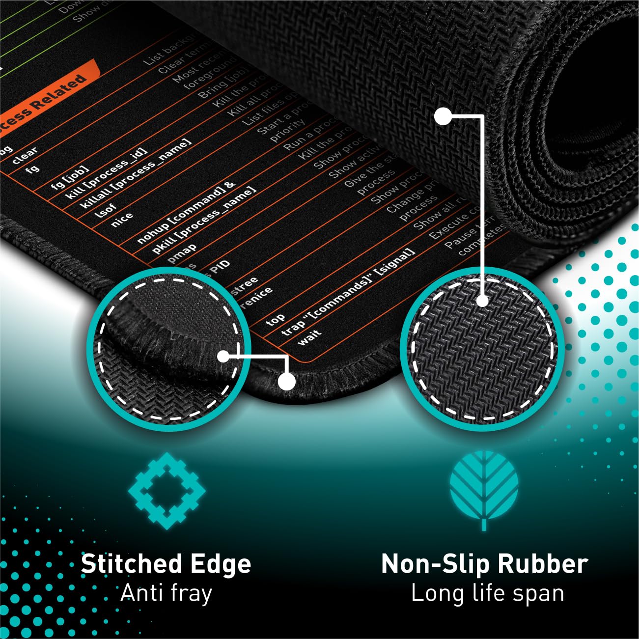 Excel Shortcut Keys Mouse Pad - Extended Large XL Cheat Sheet Gaming Mousepad | PC Office Spreadsheet Keyboard Mat | Non-Slip Stitched Edge