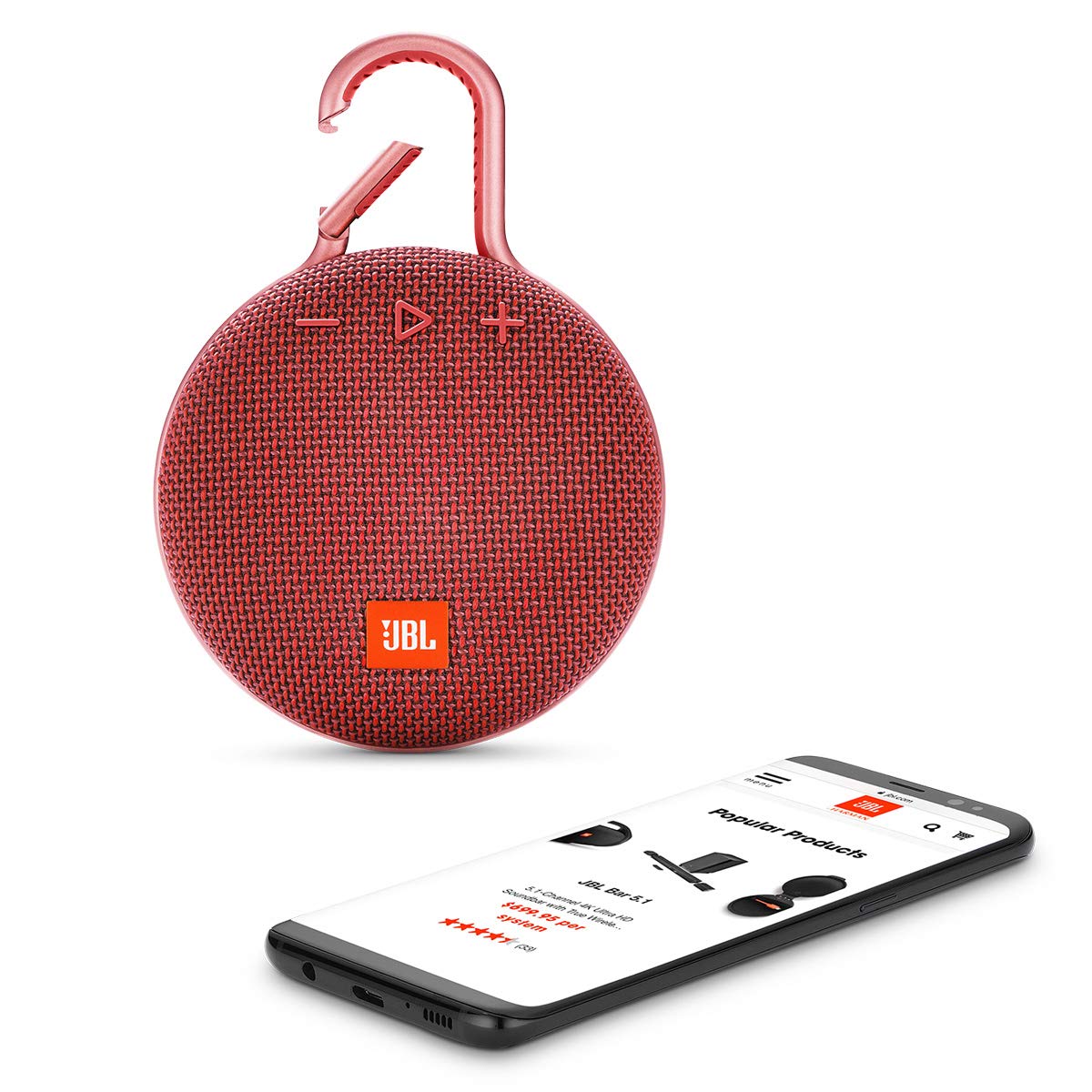 JBL Clip 3, Black - Waterproof, Durable & Portable Bluetooth Speaker - Up to 10 Hours of Play - Includes Noise-Cancelling Speakerphone & Wireless Streaming