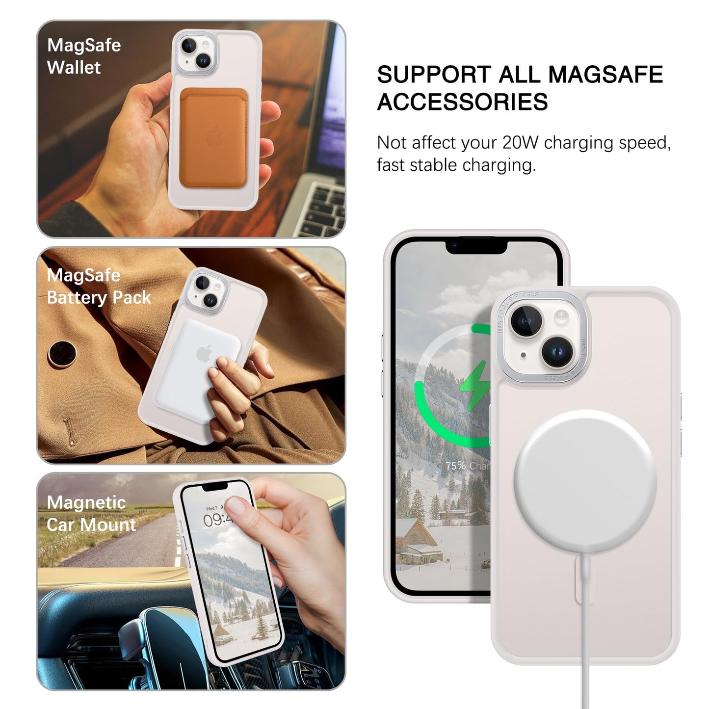 BENTOBEN Magnetic for iPhone 13 Case & iPhone 14 Case [Compatible with Magsafe] Translucent Matte Phone Case iPhone 13/14 Slim Fit Shockproof Women Men Protective Cover for iPhone 13/14 6.1", Hot Pink
