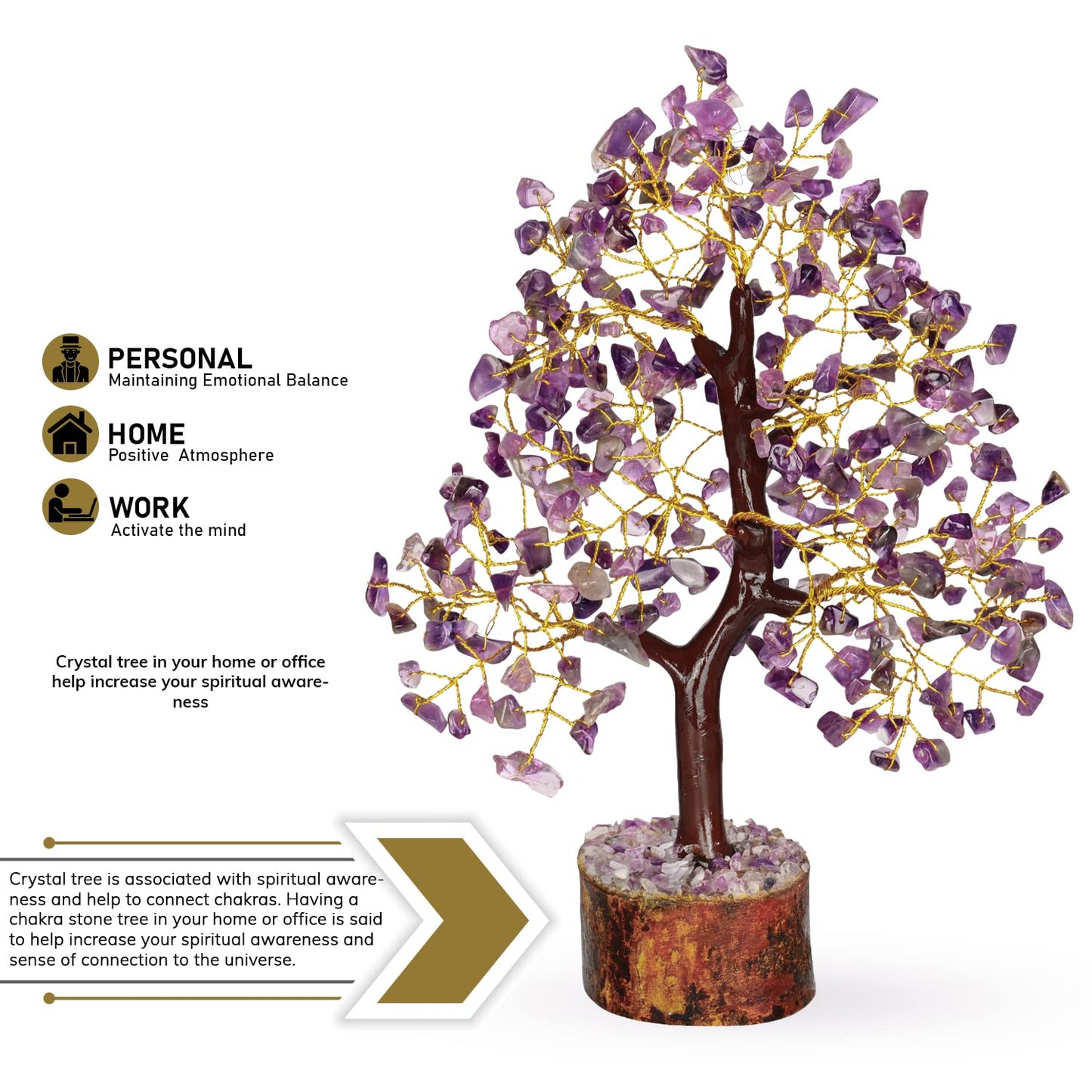 Seven Chakra Tree - Crystal Tree for Postive Energy - 7 Chakra Tree Of Life - Chakra Tree - Feng Shui Energy Crystals - Gemstone Tree - Fengshui Decor - Crystal Gifts - Housewarming Gift for Women