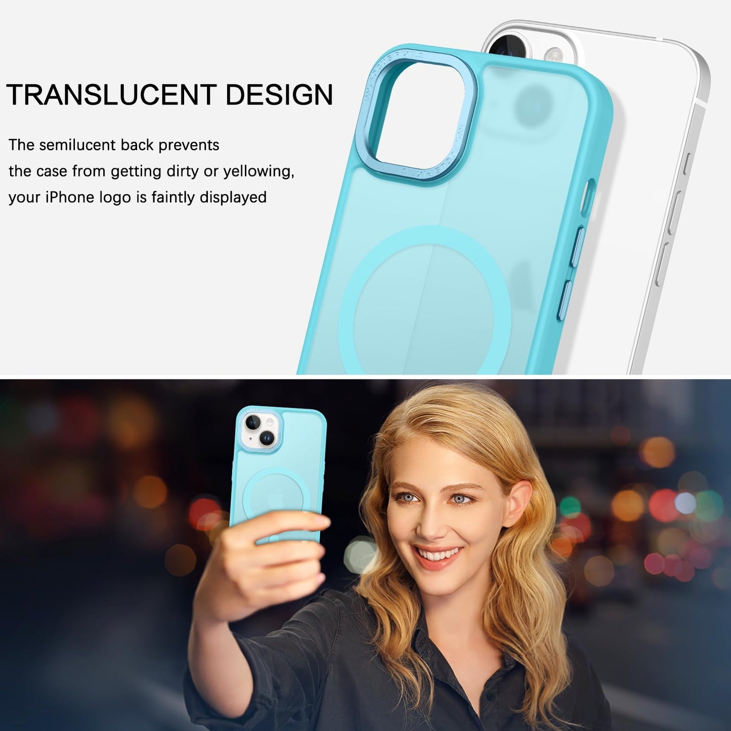 BENTOBEN Magnetic for iPhone 13 Case & iPhone 14 Case [Compatible with Magsafe] Translucent Matte Phone Case iPhone 13/14 Slim Fit Shockproof Women Men Protective Cover for iPhone 13/14 6.1", Hot Pink
