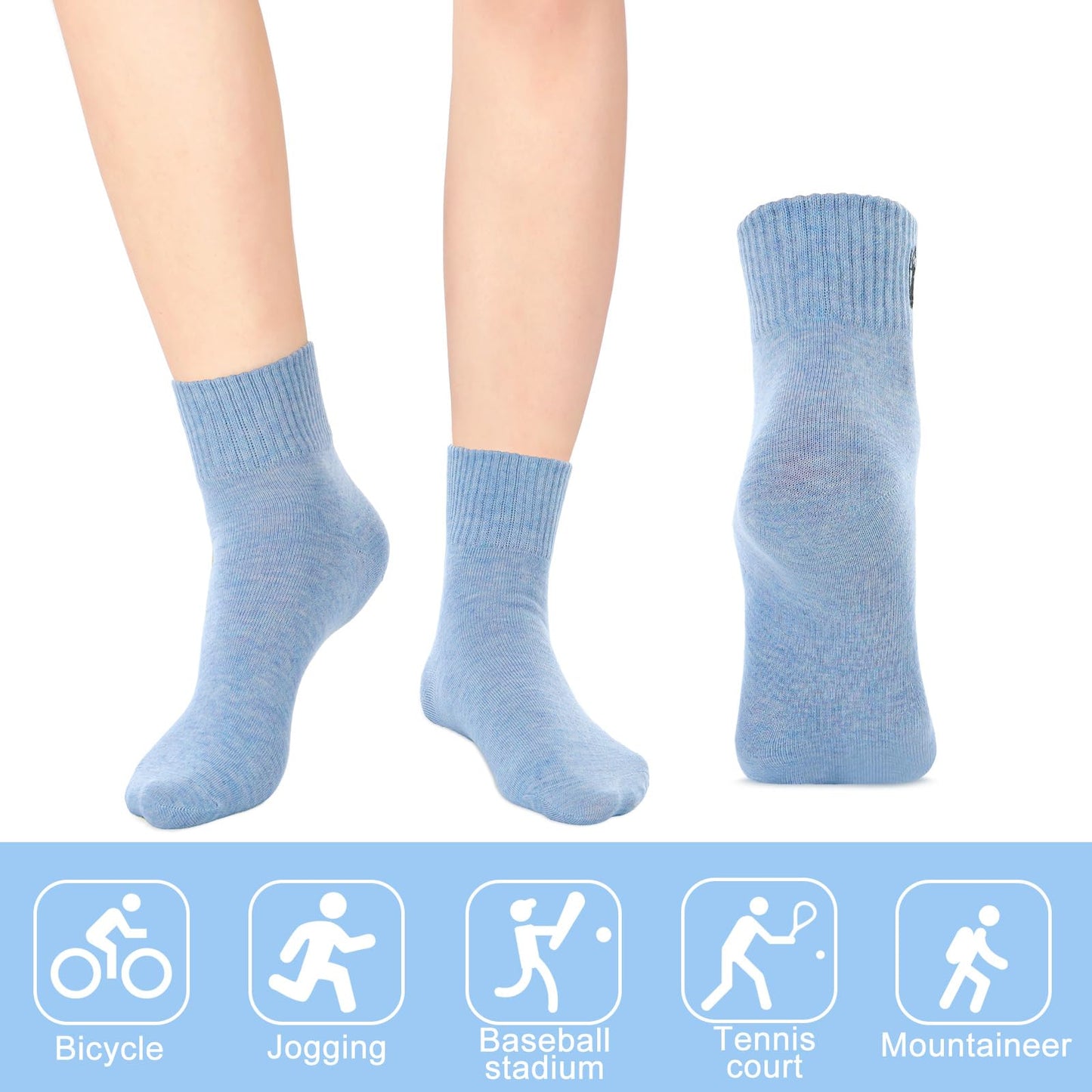 Eurzom 10 Pairs Socks Elastic Ankle Length Cotton Socks Aesthetic Socks Cute Socks Lightweight Low Cut Socks for Women Girl