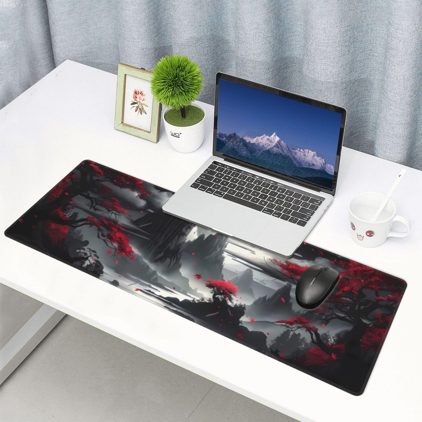 Japanese Mouse Pad, Large Japanese Desk Mat, XL Anime Gaming Keyboard Mat, Non-Slip Rubber Base, Big Extended Desk Protector for Home Office, 31.5”x11.8”