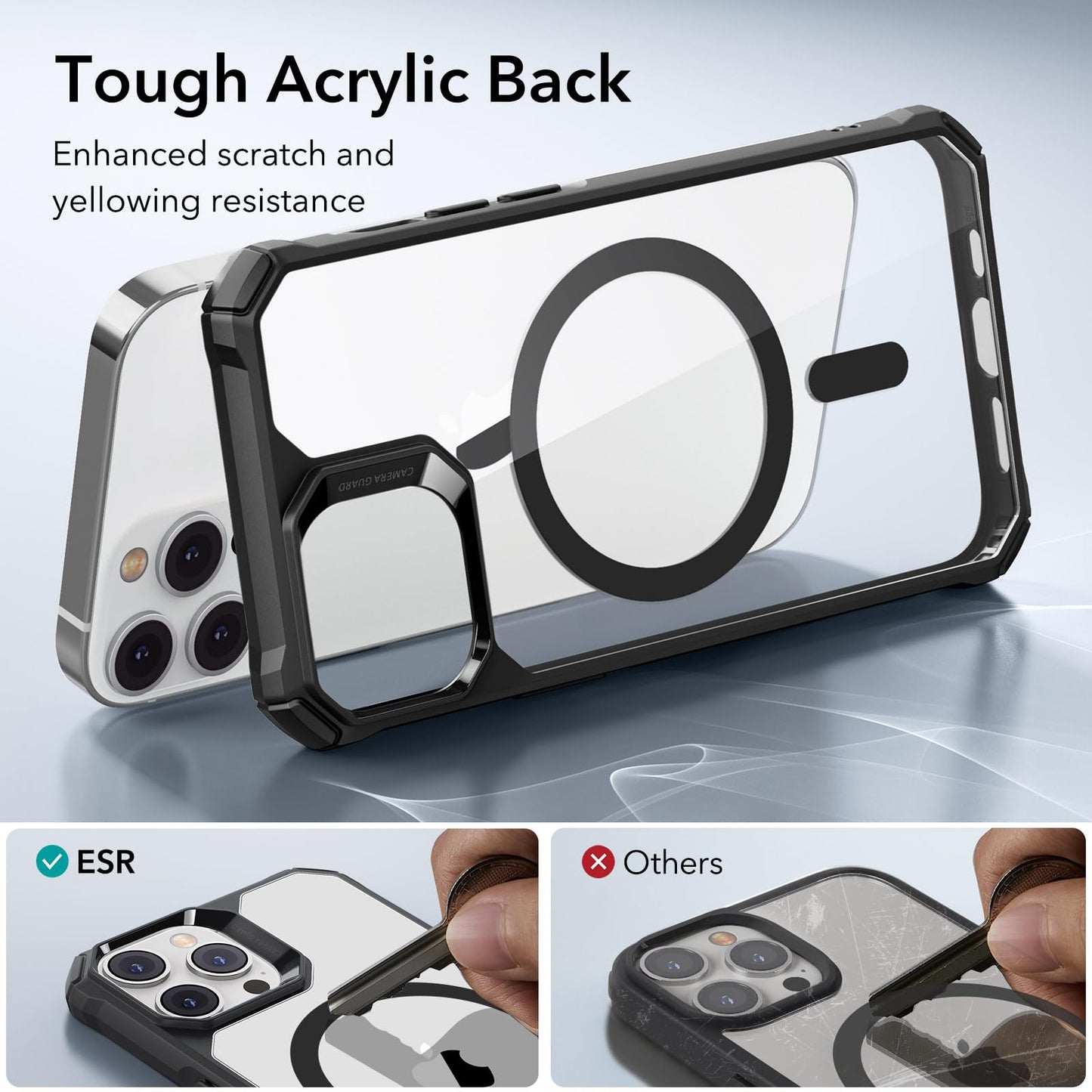 ESR Air Armor Case, Compatible with iPhone 13 Pro Max Case, Military-Grade Drop Protection, Shock-Absorbing Corners, Yellowing-Resistant Hard Back, Scratch Resistant, Clear