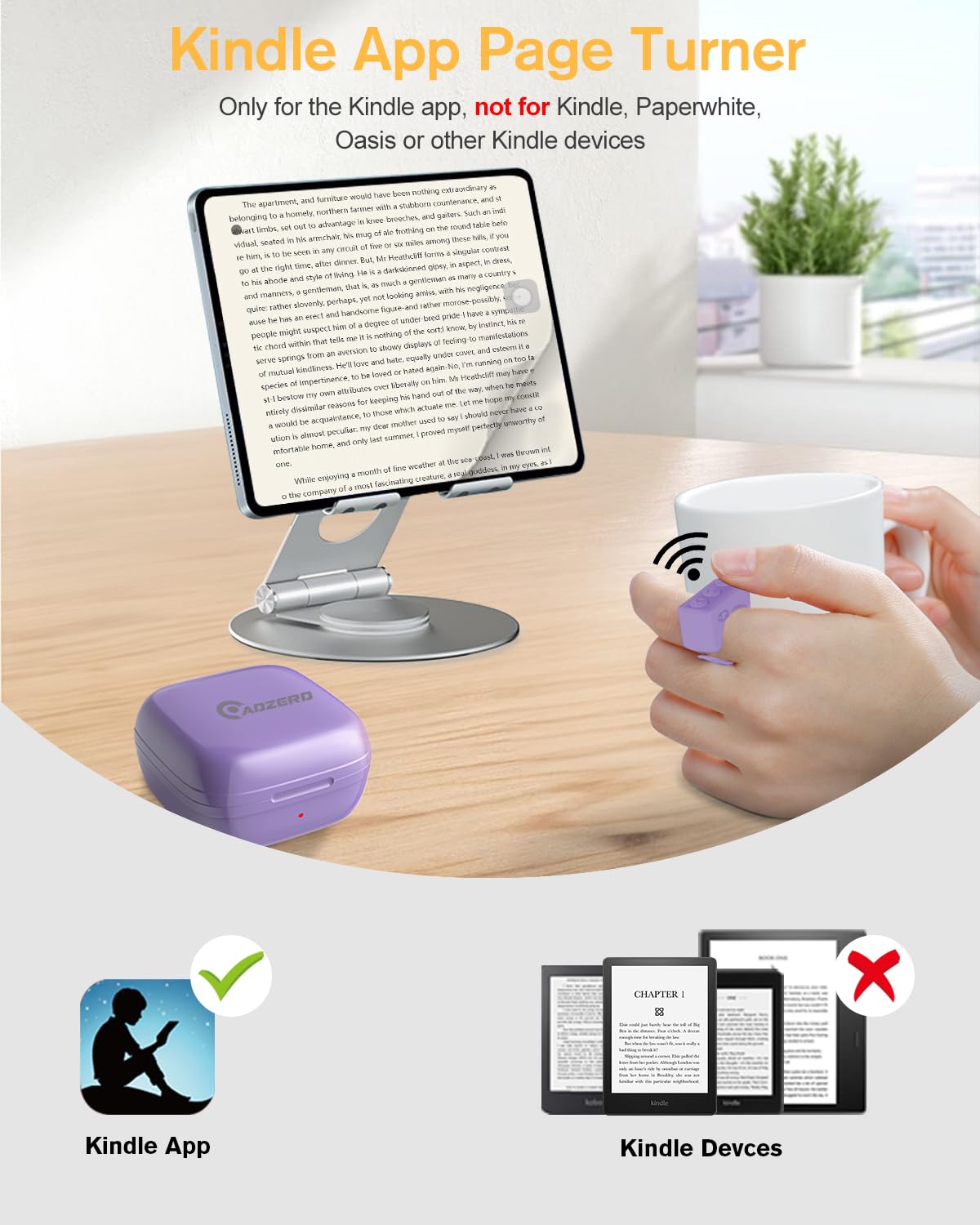 Remote Control for TikTok, Page Turner for Kindle App, Bluetooth Camera Video Recording Remote, Scrolling Ring for TIK Tok, iPhone, iPad, iOS, Android - Pink