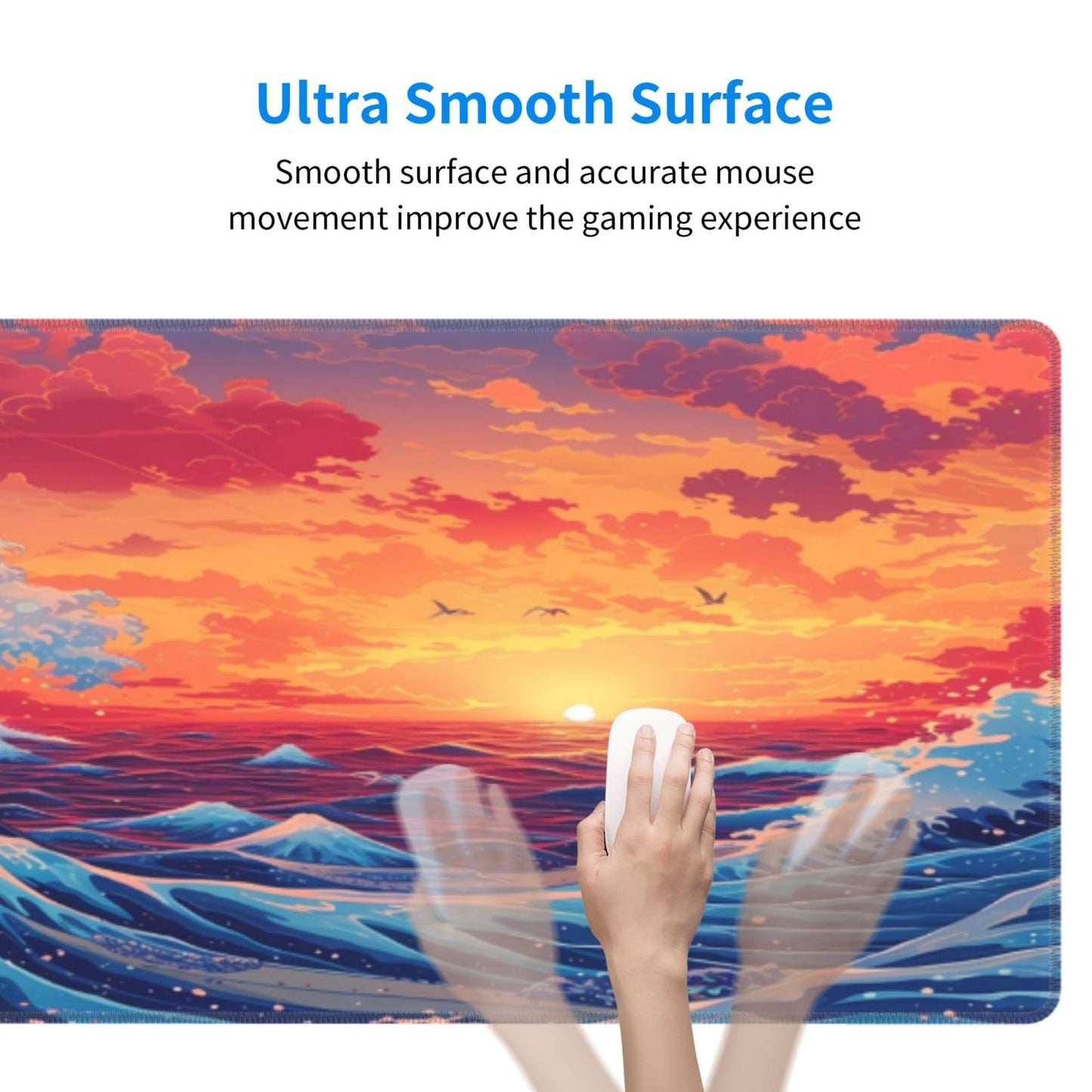 Japanese Mouse Pad, Large Japanese Desk Mat, XL Anime Gaming Keyboard Mat, Non-Slip Rubber Base, Big Extended Desk Protector for Home Office, 31.5”x11.8”