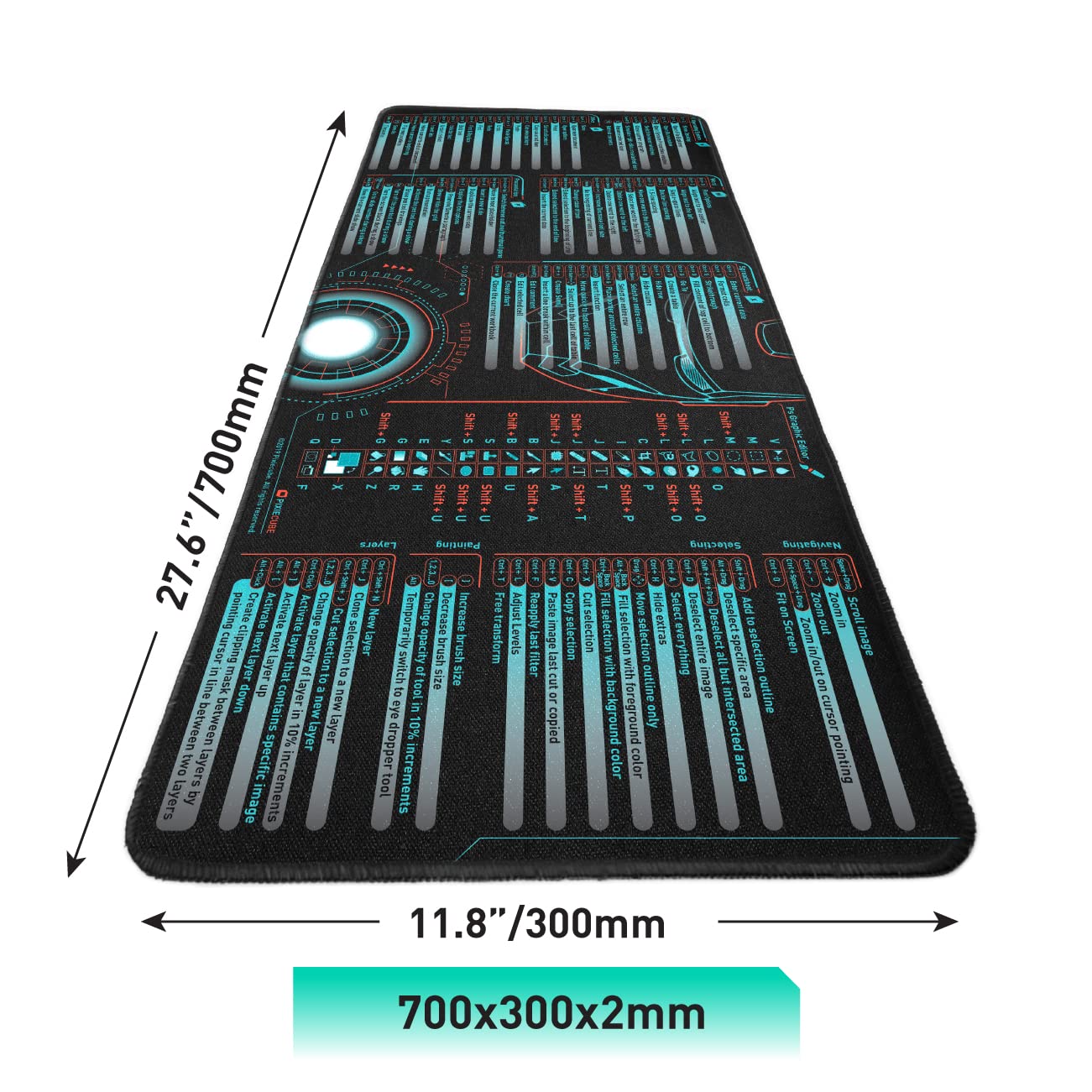 Excel Shortcut Keys Mouse Pad - Extended Large XL Cheat Sheet Gaming Mousepad | PC Office Spreadsheet Keyboard Mat | Non-Slip Stitched Edge