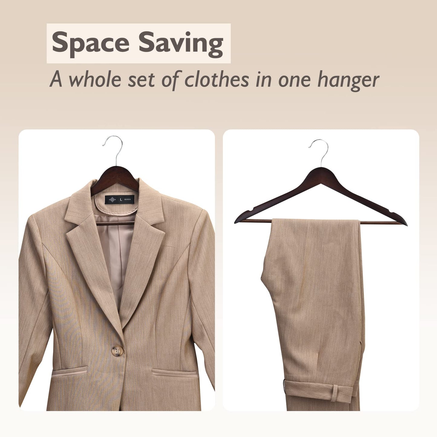 Wood Hangers 30 Pack, Non-Slip Wooden Hangers with 360° Swivel Hook & Notches, Slim Coat Hangers for Shirt, Suit, Jacket, Dress, Natural