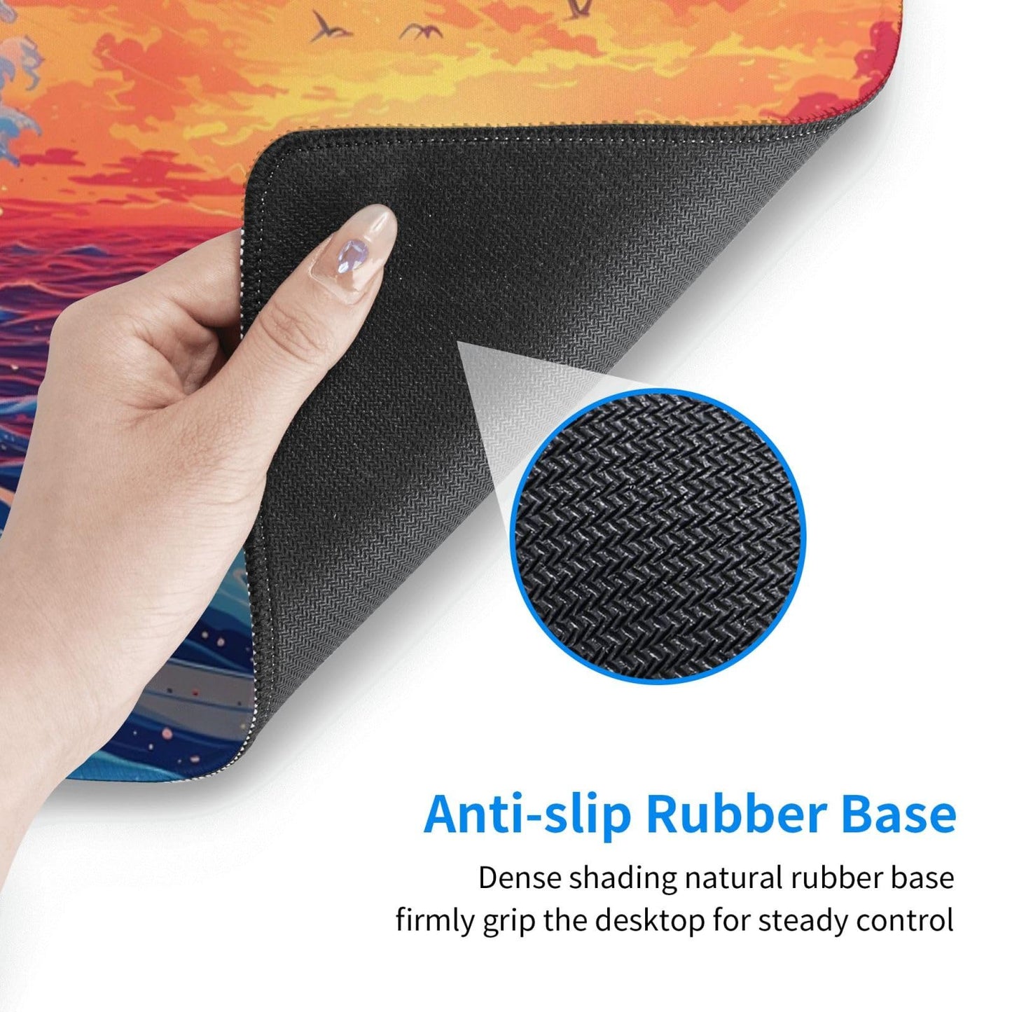 Japanese Mouse Pad, Large Japanese Desk Mat, XL Anime Gaming Keyboard Mat, Non-Slip Rubber Base, Big Extended Desk Protector for Home Office, 31.5”x11.8”