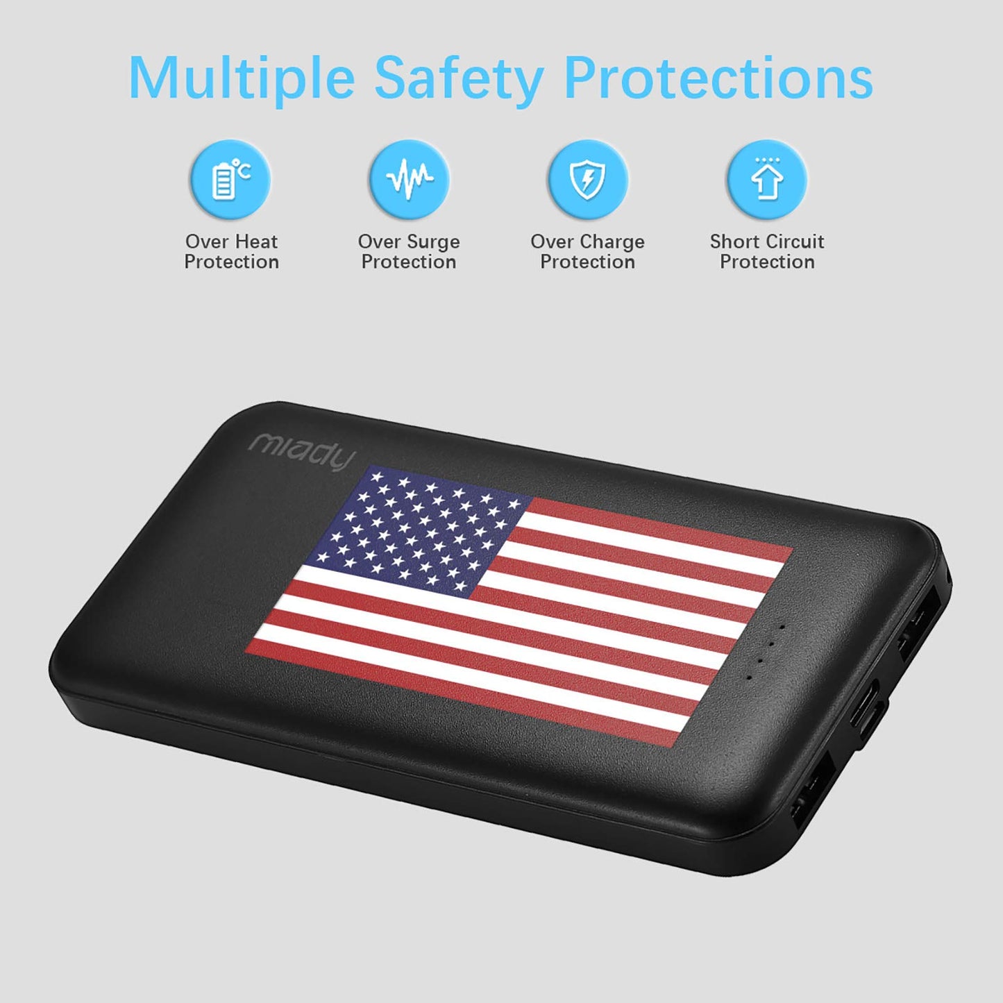 Miady 2-Pack 10000mAh Dual USB Portable Charger, USB-C Fast Charging Power Bank, Backup Charger for iPhone 15/14/13, Galaxy S23/22, Pixel and etc