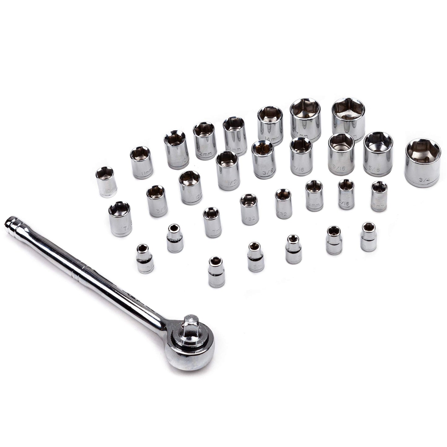 CARTMAN 205 Piece Ratchet Wrench Tool Set 1/4" & 3/8" & 1/2" Drive with SAE/Metric Sockets Kit in Plastic Toolbox