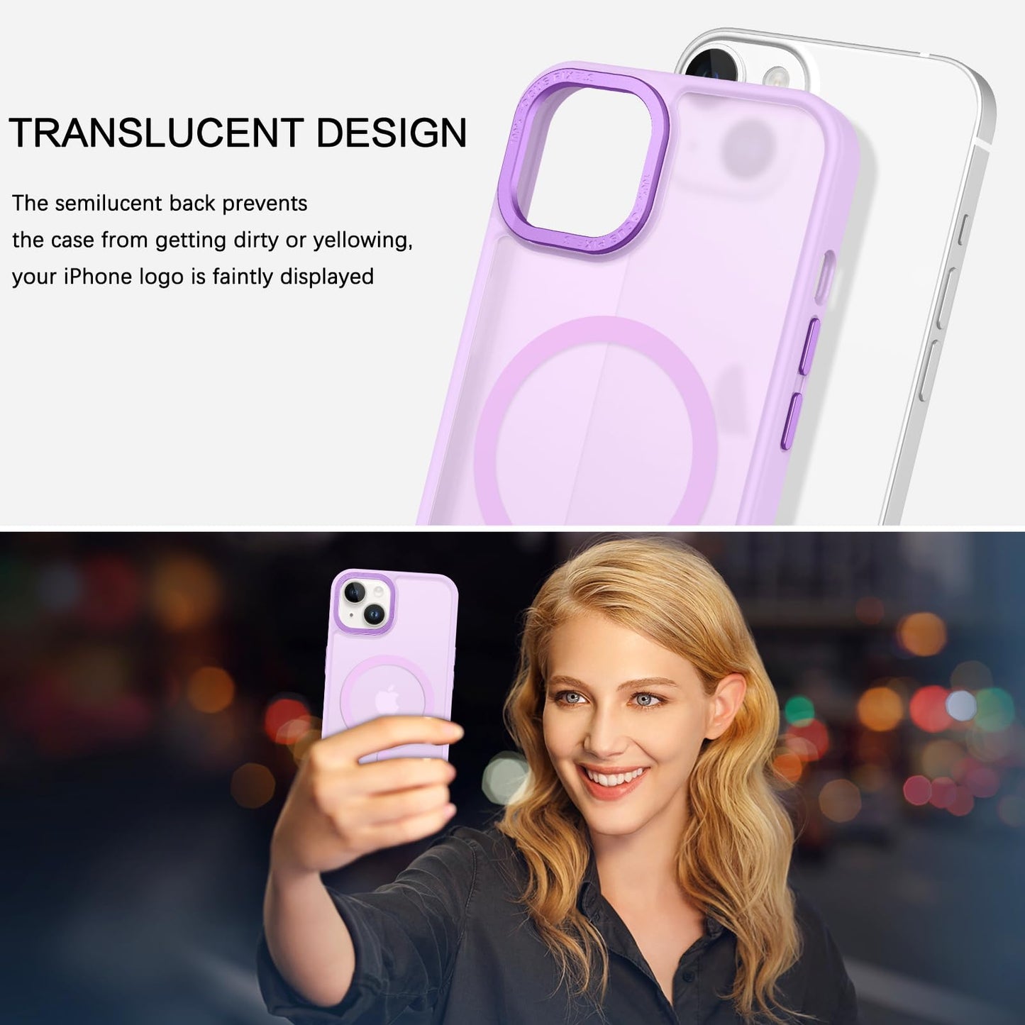 BENTOBEN Magnetic for iPhone 13 Case & iPhone 14 Case [Compatible with Magsafe] Translucent Matte Phone Case iPhone 13/14 Slim Fit Shockproof Women Men Protective Cover for iPhone 13/14 6.1", Hot Pink