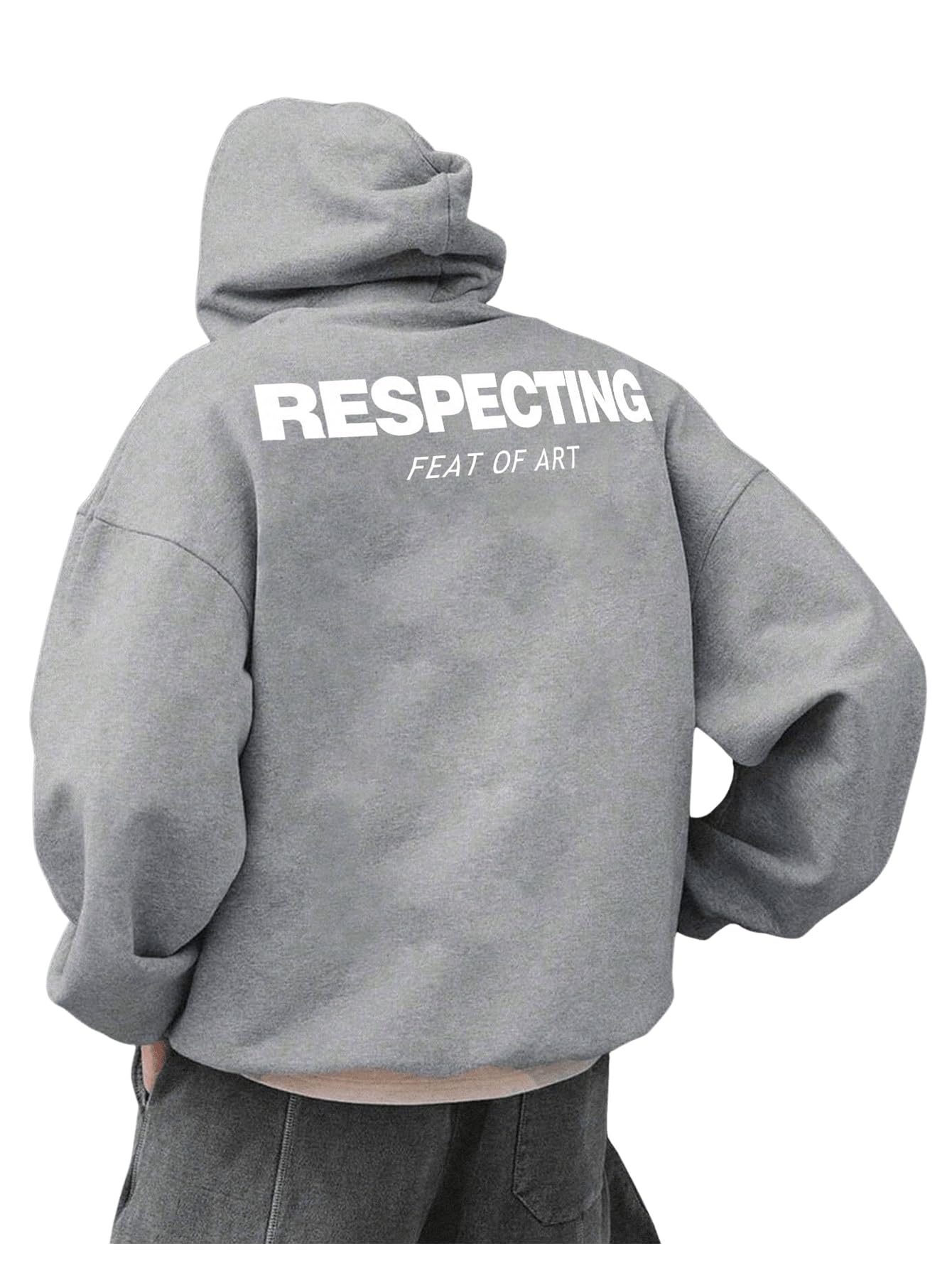 Floerns Men's Graphic Print Long Sleeve Drawstring Hoodie Pullover Sweatshirt