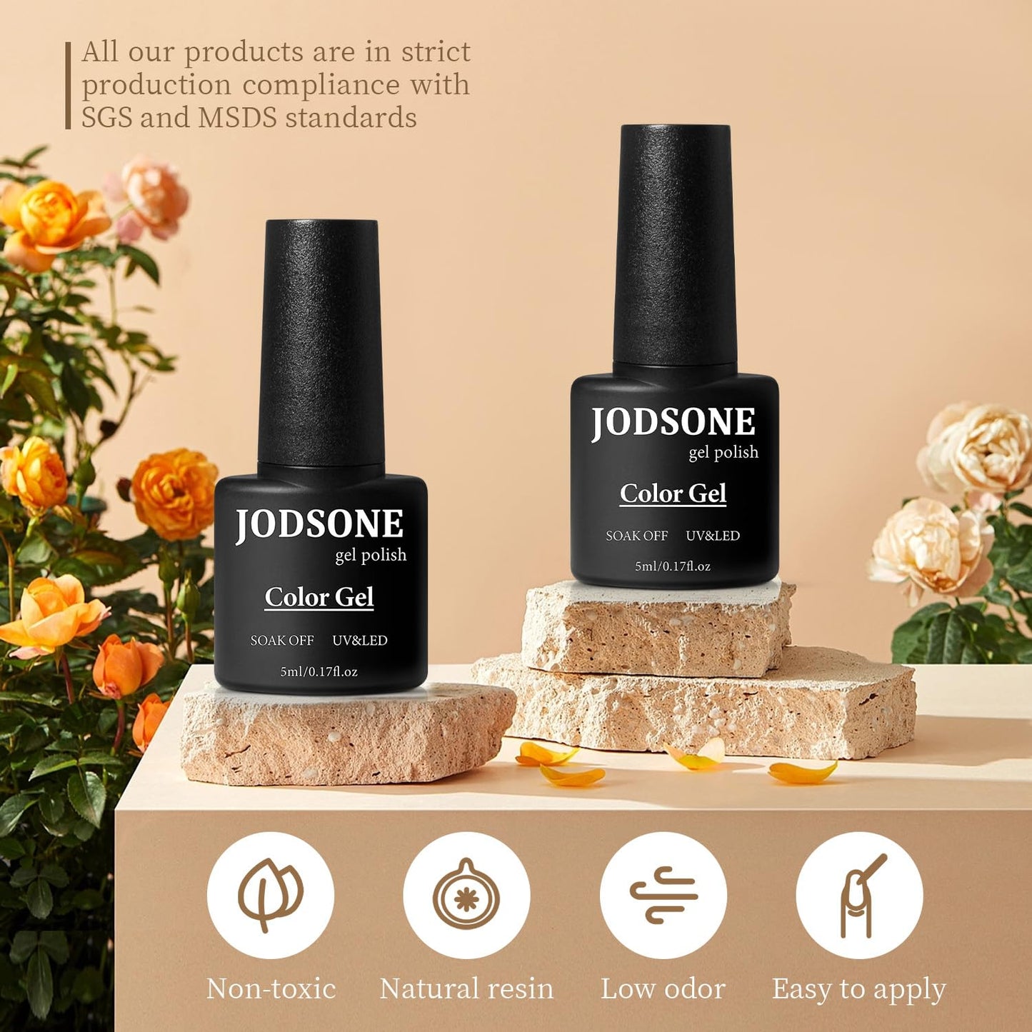 JODSONE 23 PCS Gel Nail Polish Kit with U V Light Popular Color with Durable Base Coat Matte Glossy Top Coat