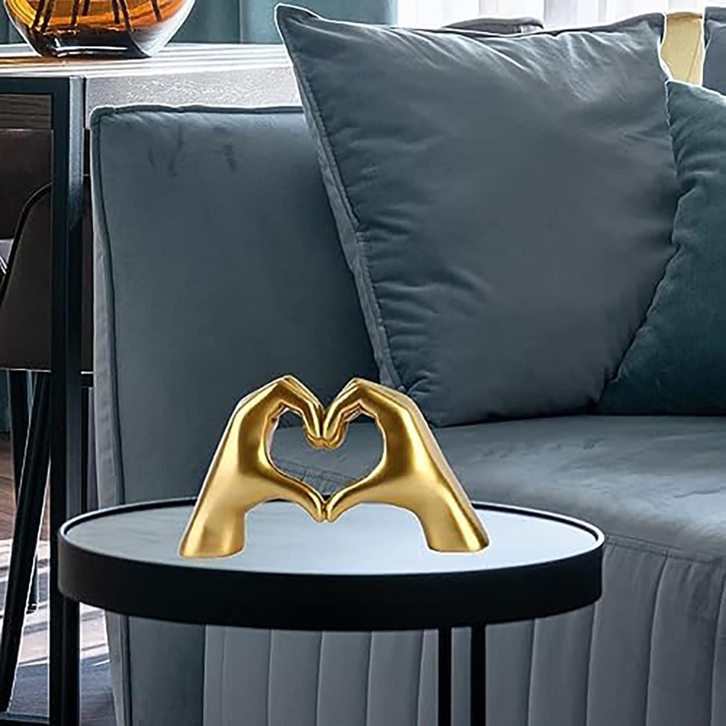 Christmas Gold Gesture Statue Decoration Home Decor Bookshelf Coffee Table Heart Hand Sculpture Decorations Unique Birthday for Girls Sisters Girlfriend Mom Teacher Valentine Day Gifts
