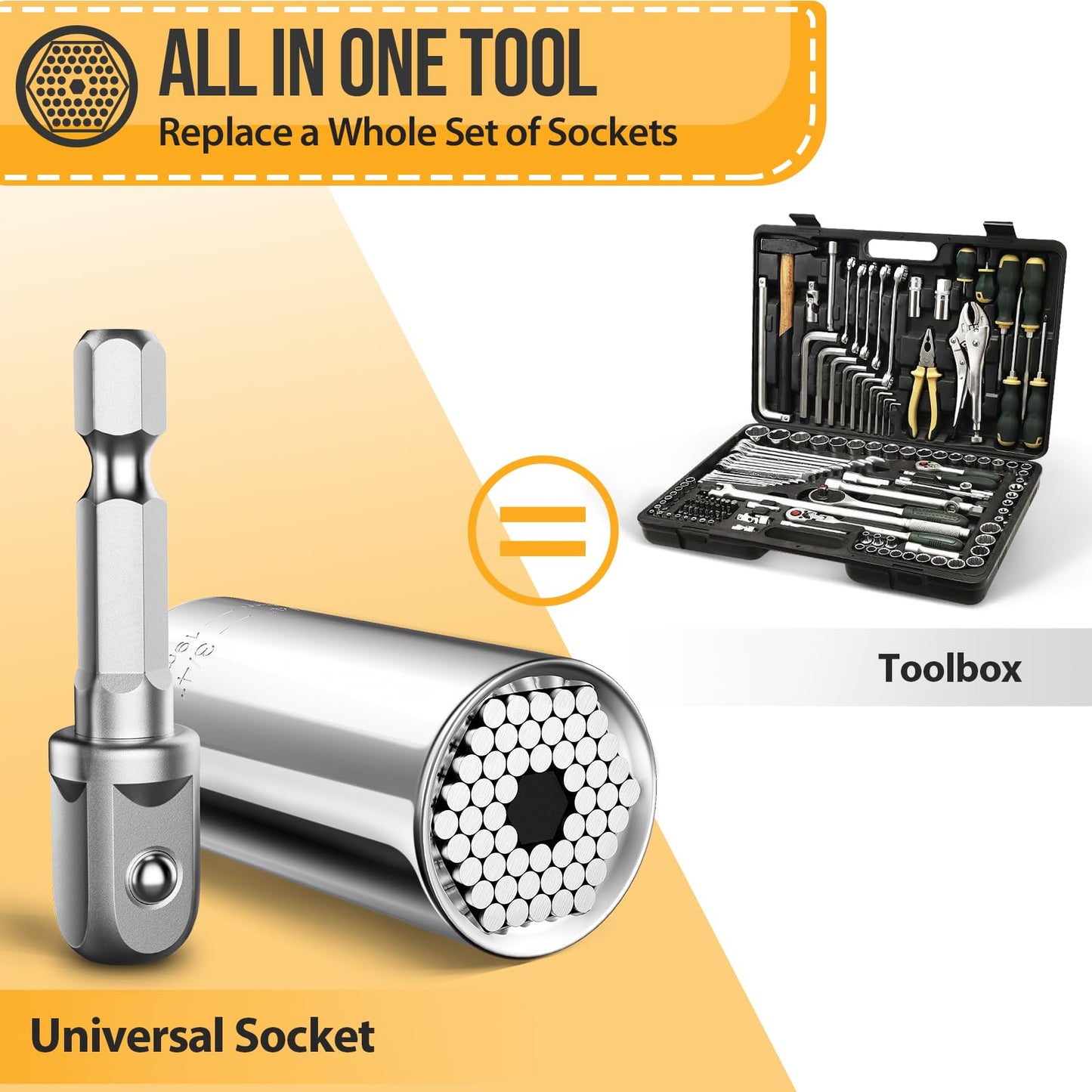Stocking Stuffers for Men Adults Tools, Super Universal Socket Gifts for Men Grip Socket Set with Power Drill Adapter, Cool Gadgets Christmas Gift for Dad Men Husband Boyfriend Him Who Have Everything