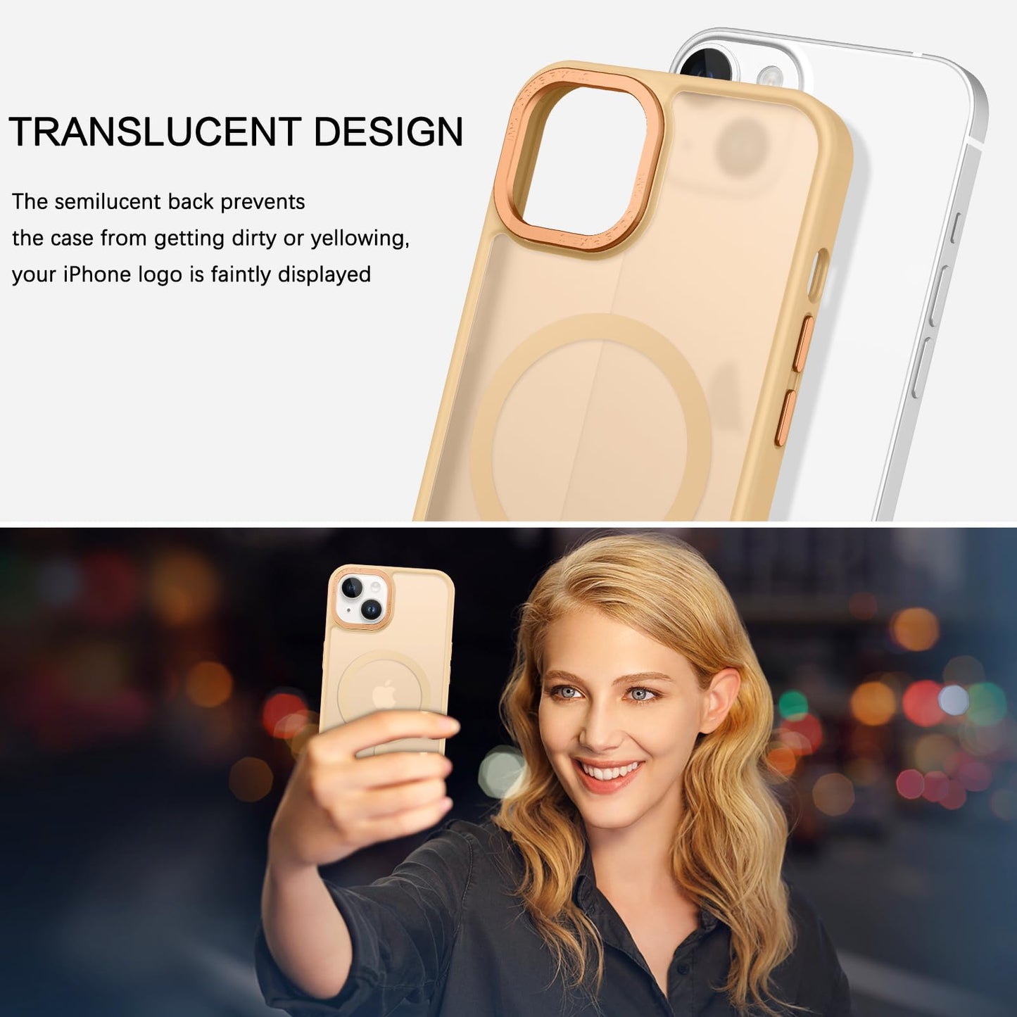 BENTOBEN Magnetic for iPhone 13 Case & iPhone 14 Case [Compatible with Magsafe] Translucent Matte Phone Case iPhone 13/14 Slim Fit Shockproof Women Men Protective Cover for iPhone 13/14 6.1", Hot Pink