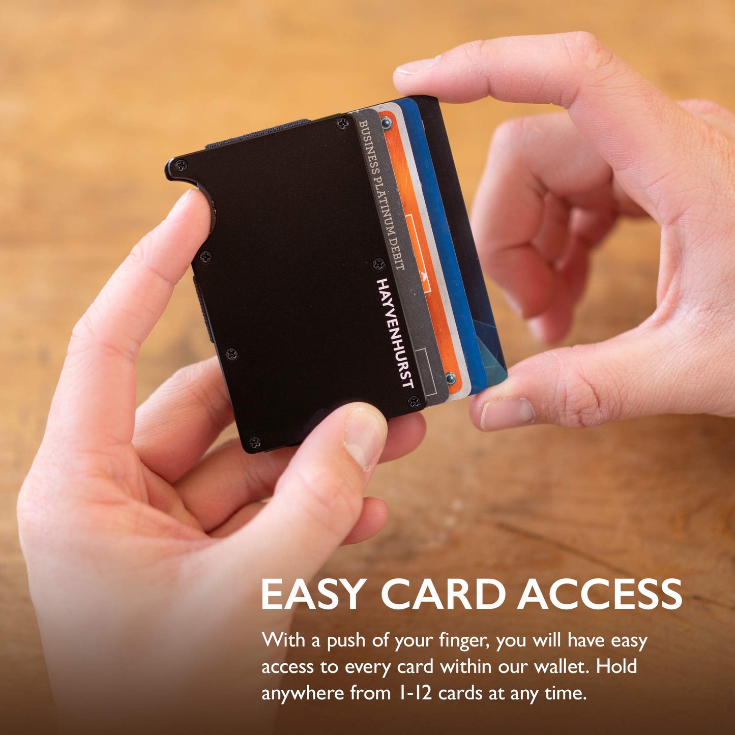 Hayvenhurst Wallet For Men - Reinvented Design Men's Wallet - Slim, Minimalistic & Seamless, Blocks RFID Scanners, Holds 12 Cards & Has a Money Clip (Carbon Fiber)