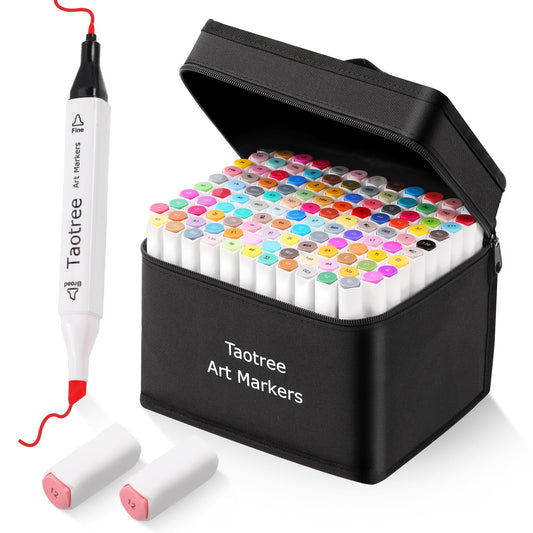 Taotree Alcohol Markers 121 Colors Dual Tips Art Markers Sketch Pens Set, Art Supplies Kit, Art Set Drawing Markers Pen for Adult Coloring Painting, Sketching, Gifts for Teens Girls Boys Kids Artists