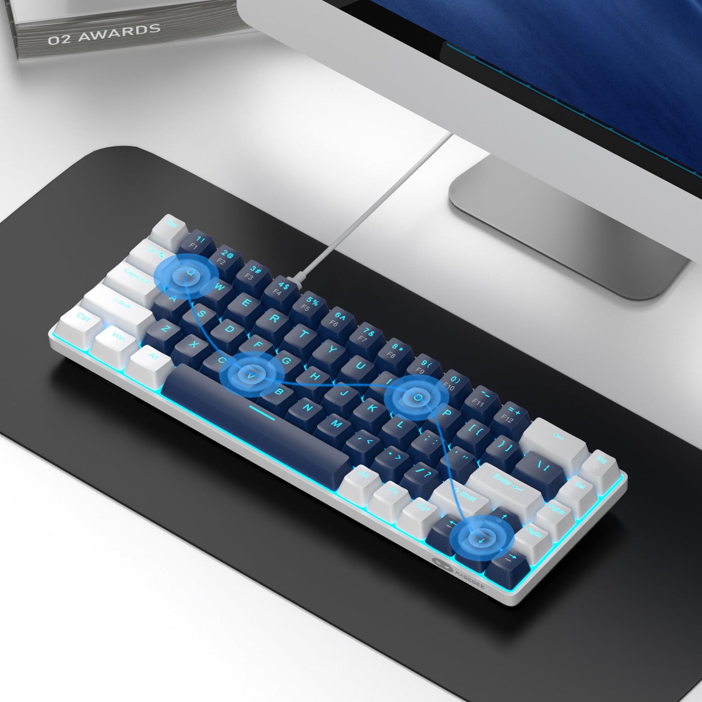 MageGee Portable 60% Mechanical Gaming Keyboard, MK-Box LED Backlit Compact 68 Keys Mini Wired Office Keyboard with Red Switch for Windows Laptop PC Mac - Black/Grey