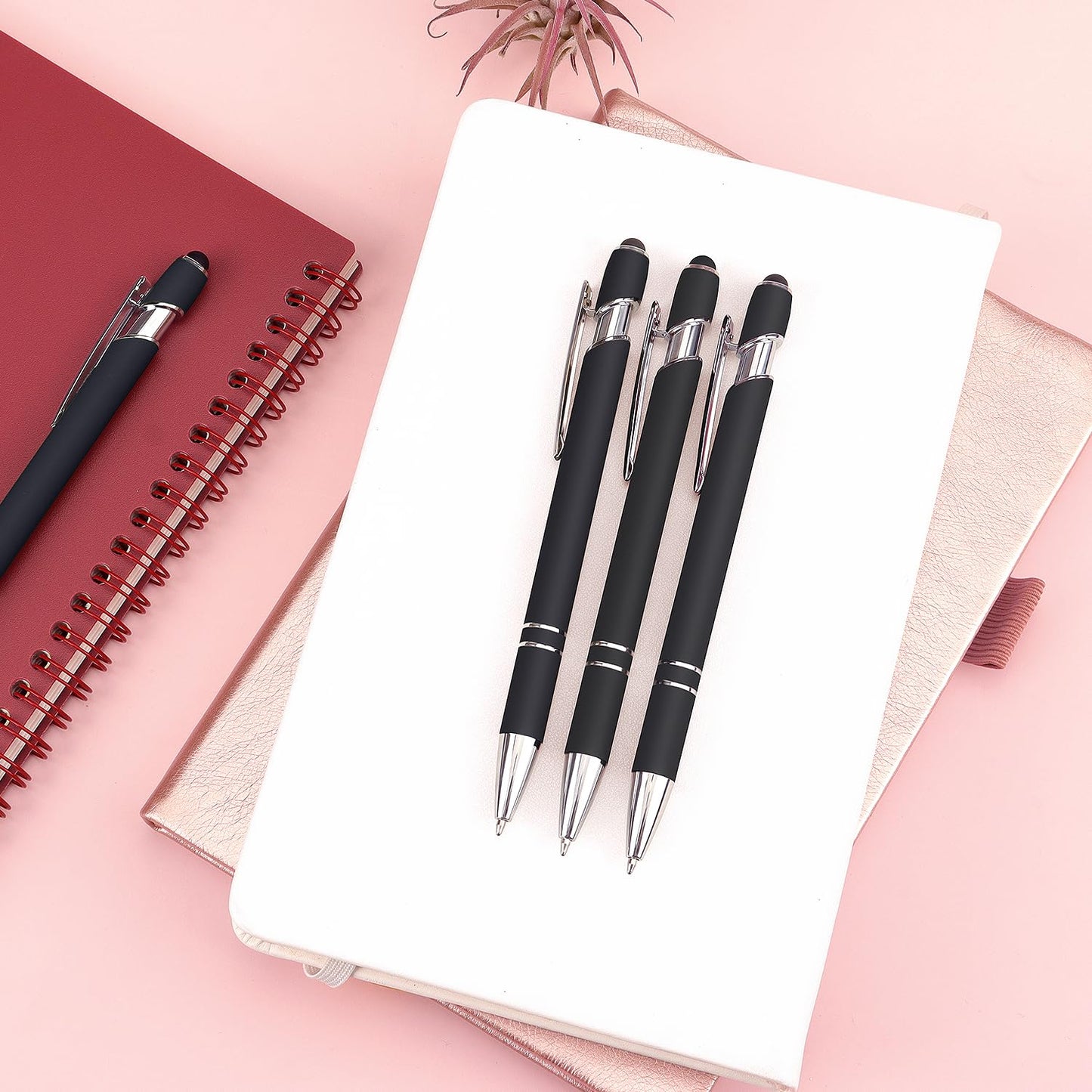 8 Pack Ballpoint Pen 2-in-1 Stylus Retractable Ballpoint Pen with Stylus tip, Metal Stylus Pen for Touch Screens, 1.0 mm Black Ink