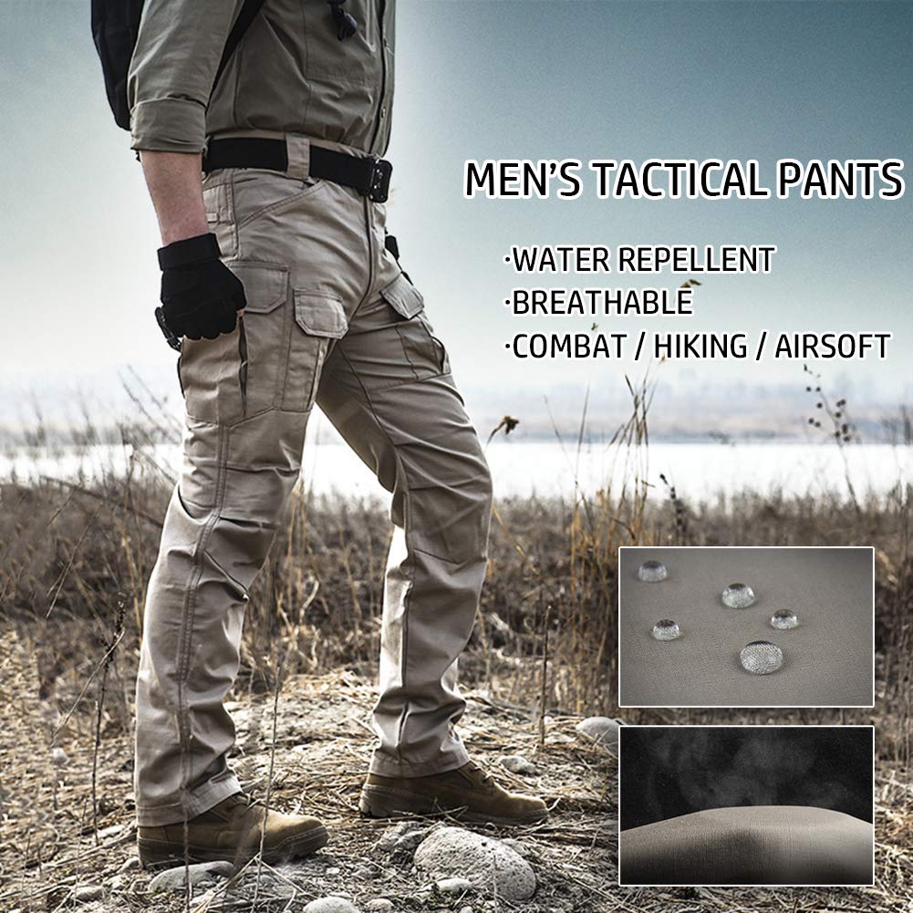 NAVEKULL Men's Outdoor Tactical Pants Rip Stop Lightweight Waterproof Military Combat Cargo Work Hiking Pants