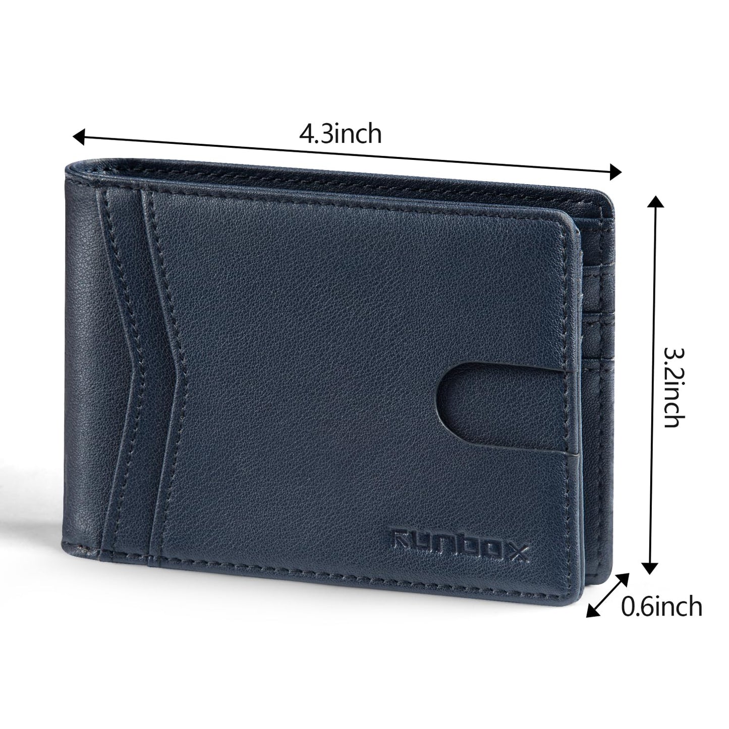 RUNBOX Wallet for Men Slim Rfid Leather 2 ID Window With Gift Box
