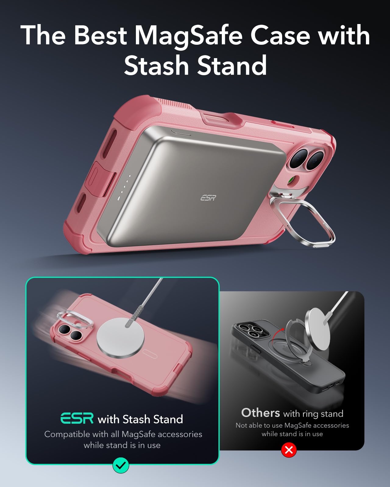 ESR Air Armor Case, Compatible with iPhone 13 Pro Max Case, Military-Grade Drop Protection, Shock-Absorbing Corners, Yellowing-Resistant Hard Back, Scratch Resistant, Clear