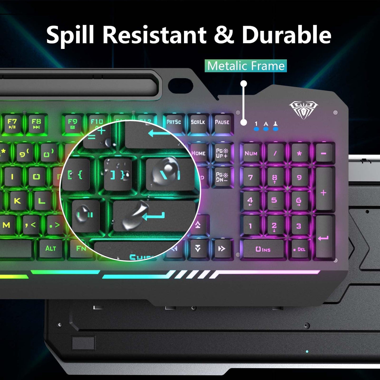 AULA Keyboard, T102 104 Keys Gaming Keyboard and Mouse Combo with RGB Backlit Quiet Computer Keyboard, All-Metal Panel, Waterproof Light Up PC Keyboard, USB Wired Keyboard Gaming for MAC Xbox PC Gamer