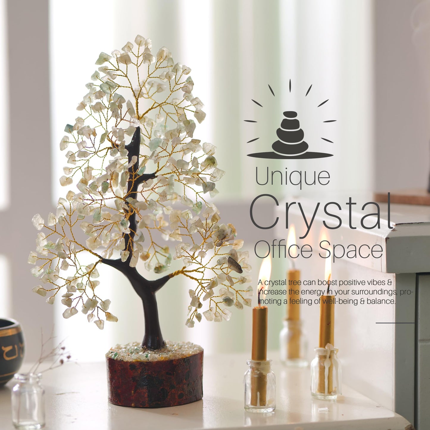 7 Chakra Tree, Crystals and Healing Stones, Chakra Tree of Life Crystal Tree for Positive Energy, Birthday Gifts for Women, Home Office Decor, House Warming Gifts New Home, Spiritual Gifts