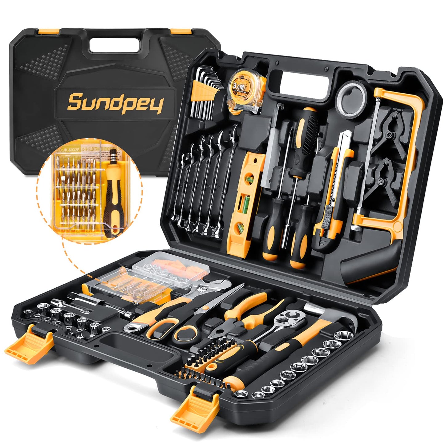 Sundpey Home Tool Kit 257-PCs - Household Basic Repair Tool Set for Men Women - General Hand Mechanic's Tool Set & Screwdriver Set & Wrench Set & Socket & Portable Tool Box Storage Case Blue