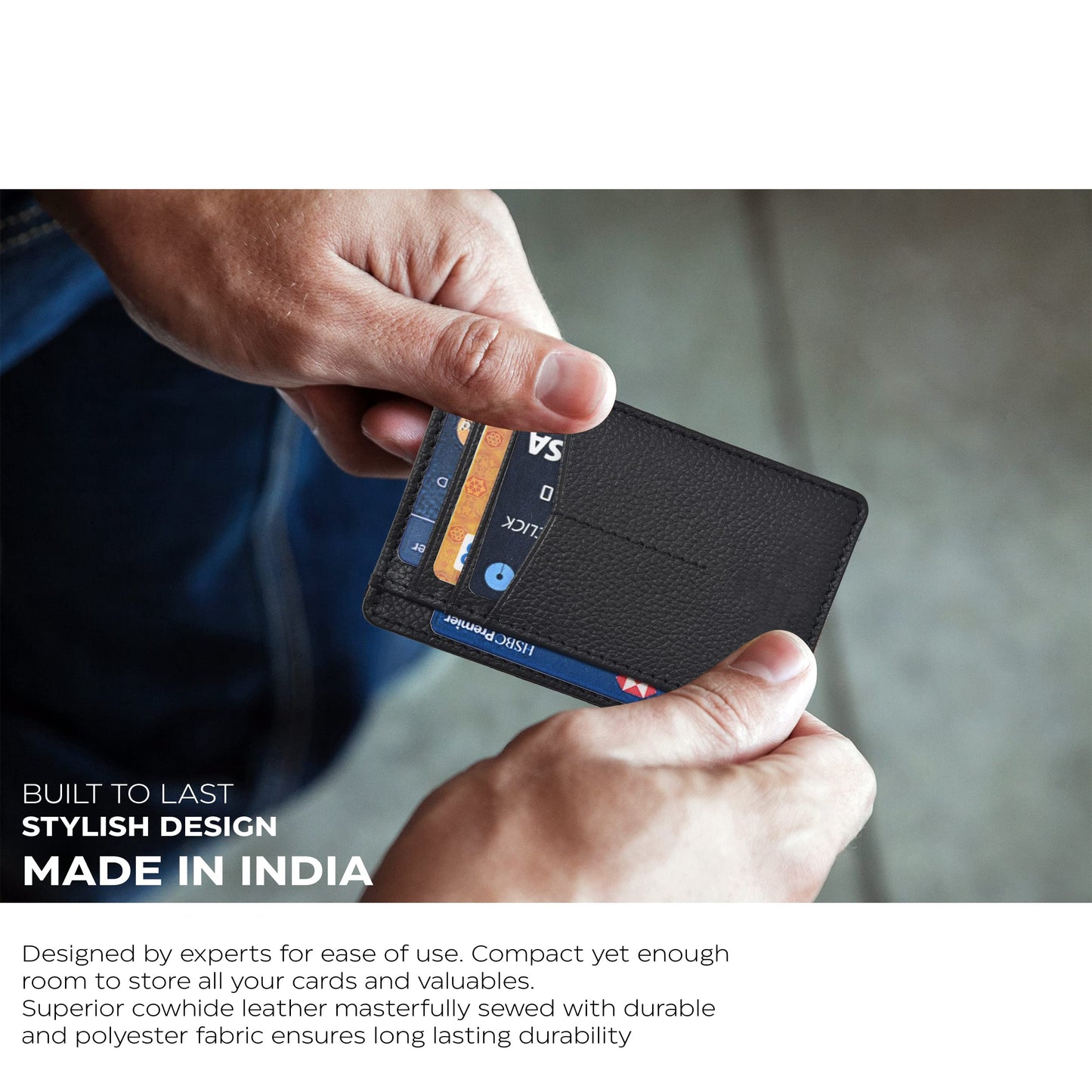 Leather Minimalist Wallet for Men & Women RFID Front Pocket Leather Card Holder Wallets