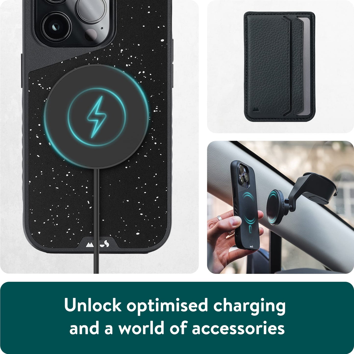 Mous - Case for iPhone 14 - Black Leather - Limitless 5.0 - Protective iPhone 14 Case MagSafe Compatible - Shockproof Phone Cover