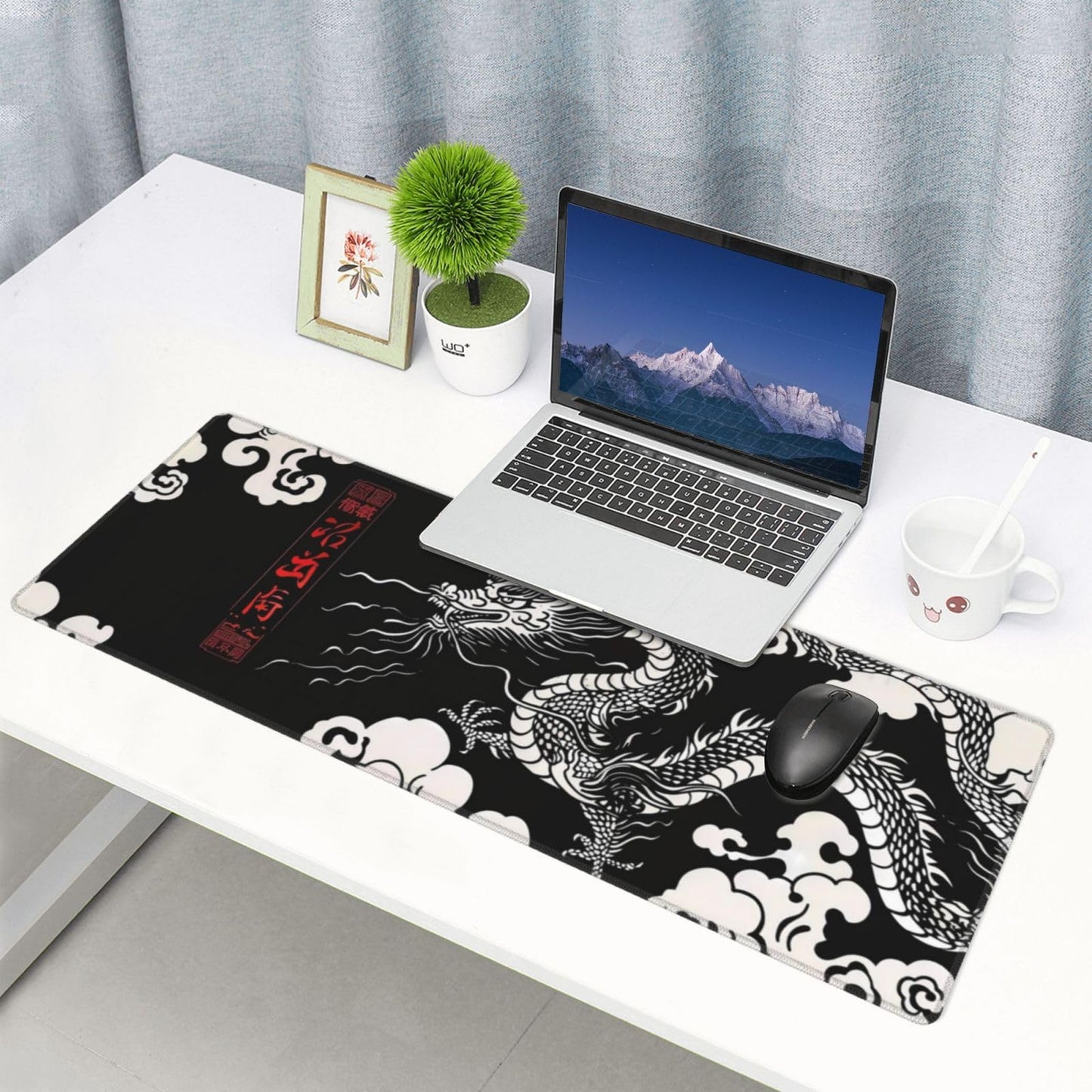 Japanese Mouse Pad, Large Japanese Desk Mat, XL Anime Gaming Keyboard Mat, Non-Slip Rubber Base, Big Extended Desk Protector for Home Office, 31.5”x11.8”