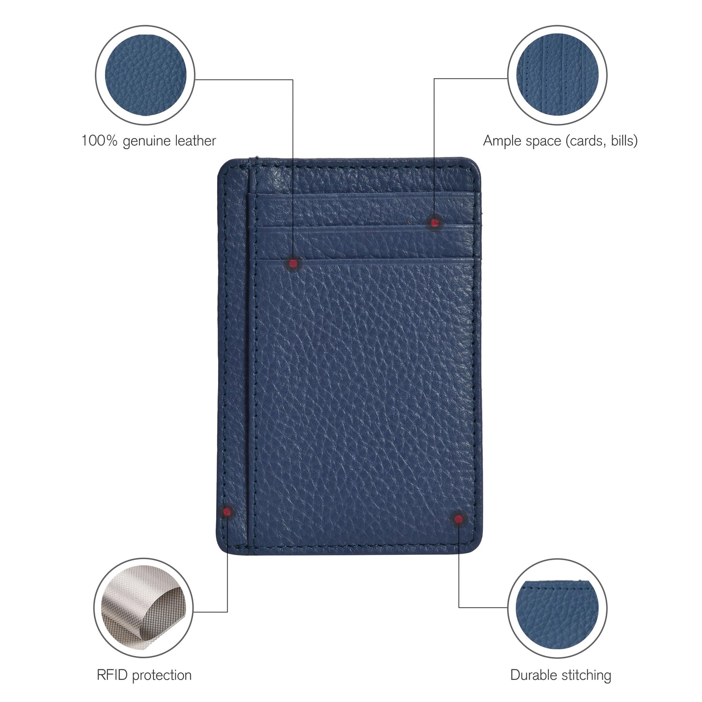 Leather Minimalist Wallet for Men & Women RFID Front Pocket Leather Card Holder Wallets