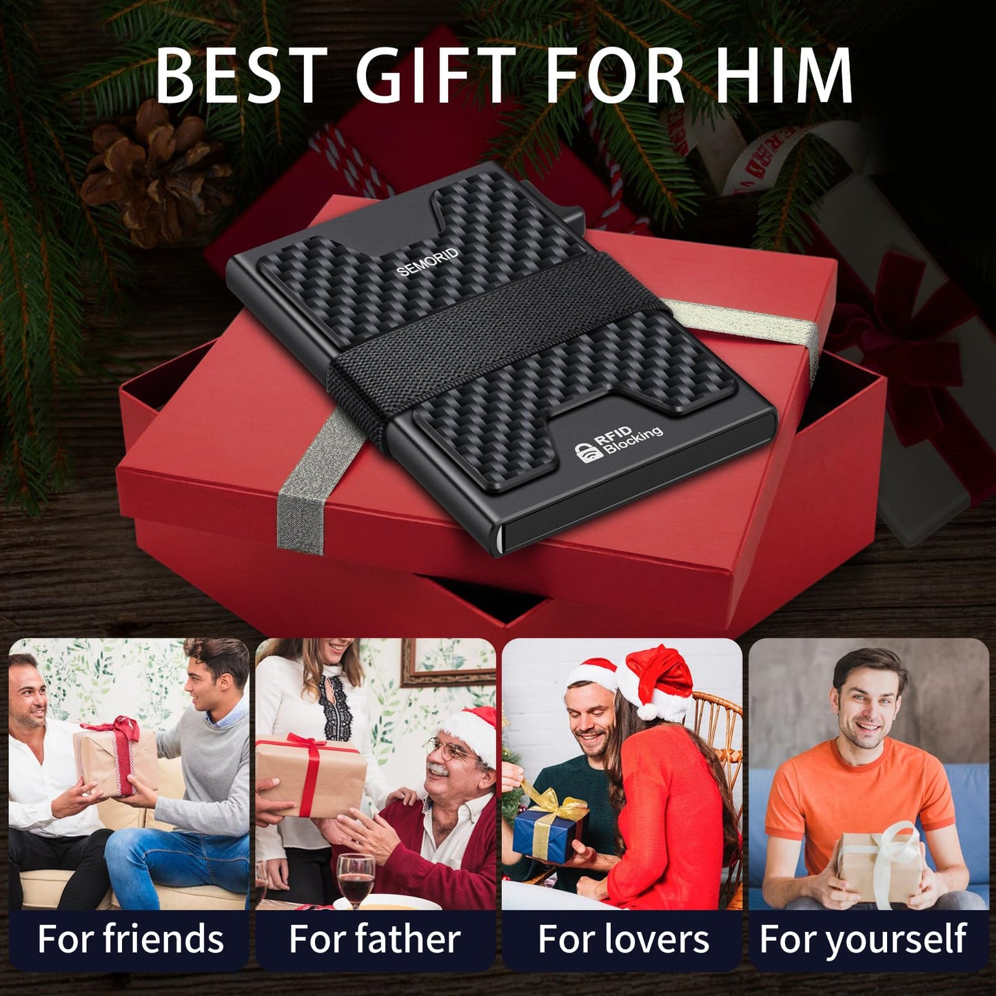 Slim Aluminum Card Holder Wallet for Men, Durable Expandable Backplate, RFID Blocking Minimalist Metal Pop Up Wallet, Holds 12+ Cards Plus Cash (Black)