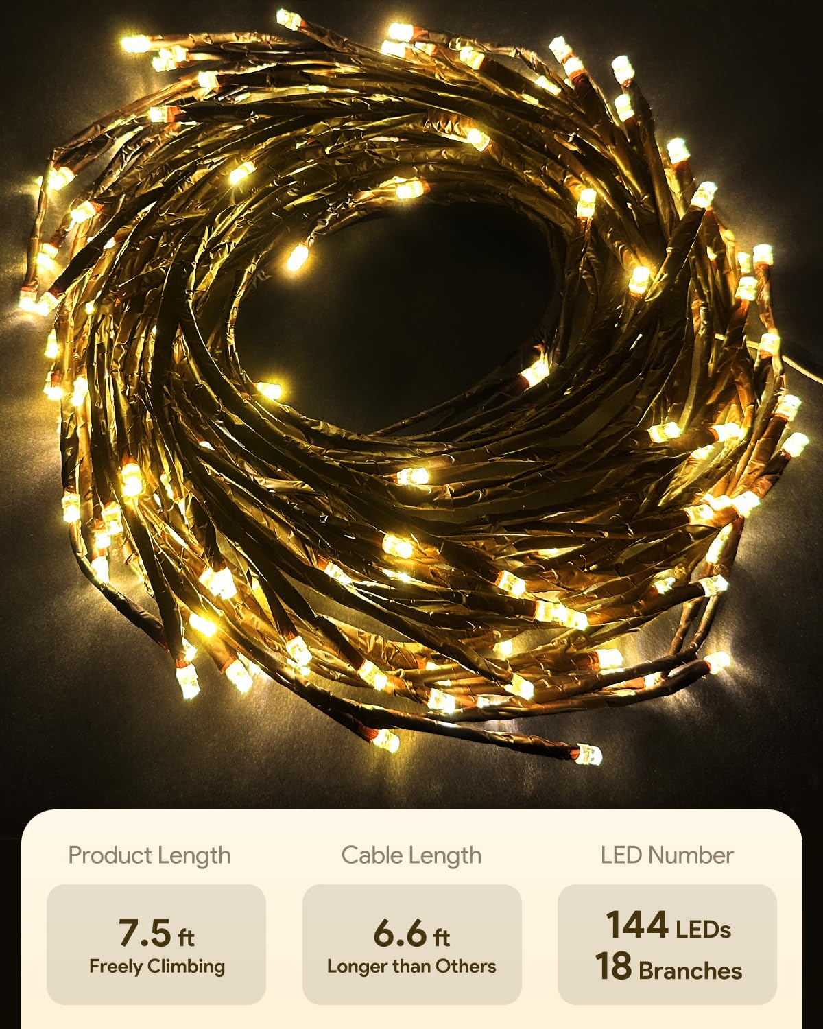 Enchanted Willow Vine Lights with Remote, Christmas Swags Decorations Indoor Room Decor, 18 Branches 144 LEDs Lighted Willow Vine Lights for Walls Bedroom Home Decor