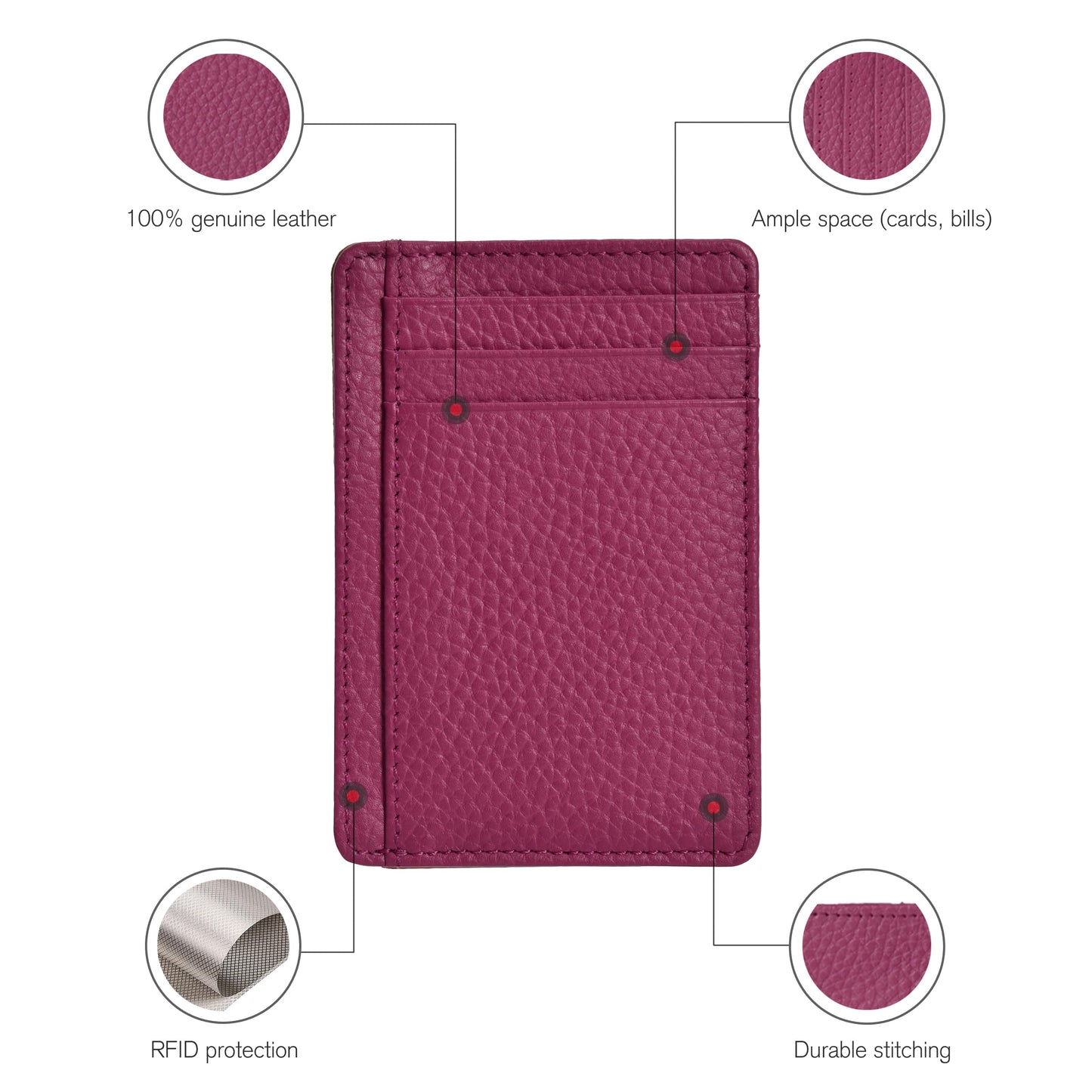 Leather Minimalist Wallet for Men & Women RFID Front Pocket Leather Card Holder Wallets