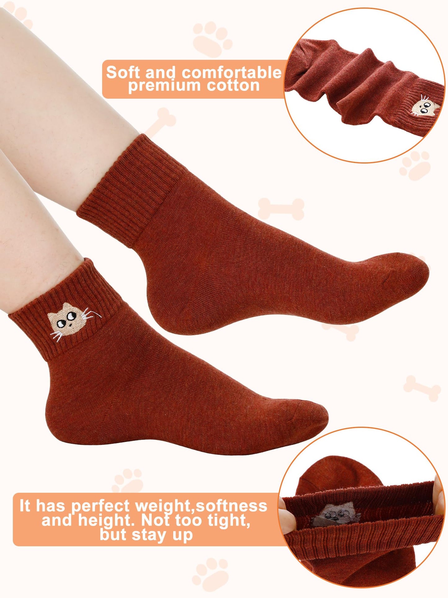 Eurzom 10 Pairs Socks Elastic Ankle Length Cotton Socks Aesthetic Socks Cute Socks Lightweight Low Cut Socks for Women Girl