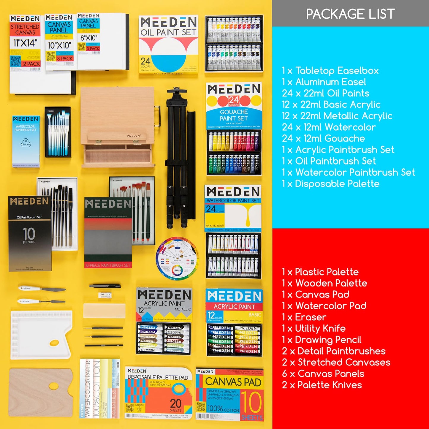 MEEDEN 149PCS Art Supplies with French Easel, All-in-one Painting Set for Artists Beginners