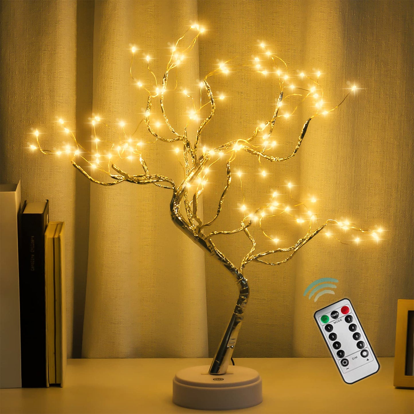 Room Decor, 20" 108 LED Tabletop Bonsai Tree Light, DIY Artificial Tree Lamp, Battery/USB Operated, Aesthetic Lamps for Living Room Bedroom Christmas Home Gifts House Decor (Warm White)