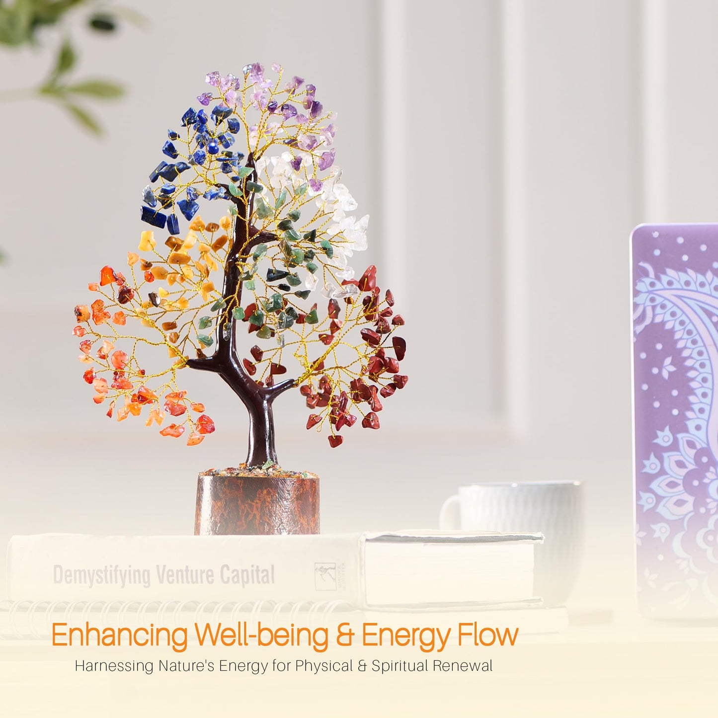 7 Chakra Tree, Crystals and Healing Stones, Chakra Tree of Life Crystal Tree for Positive Energy, Birthday Gifts for Women, Home Office Decor, House Warming Gifts New Home, Spiritual Gifts