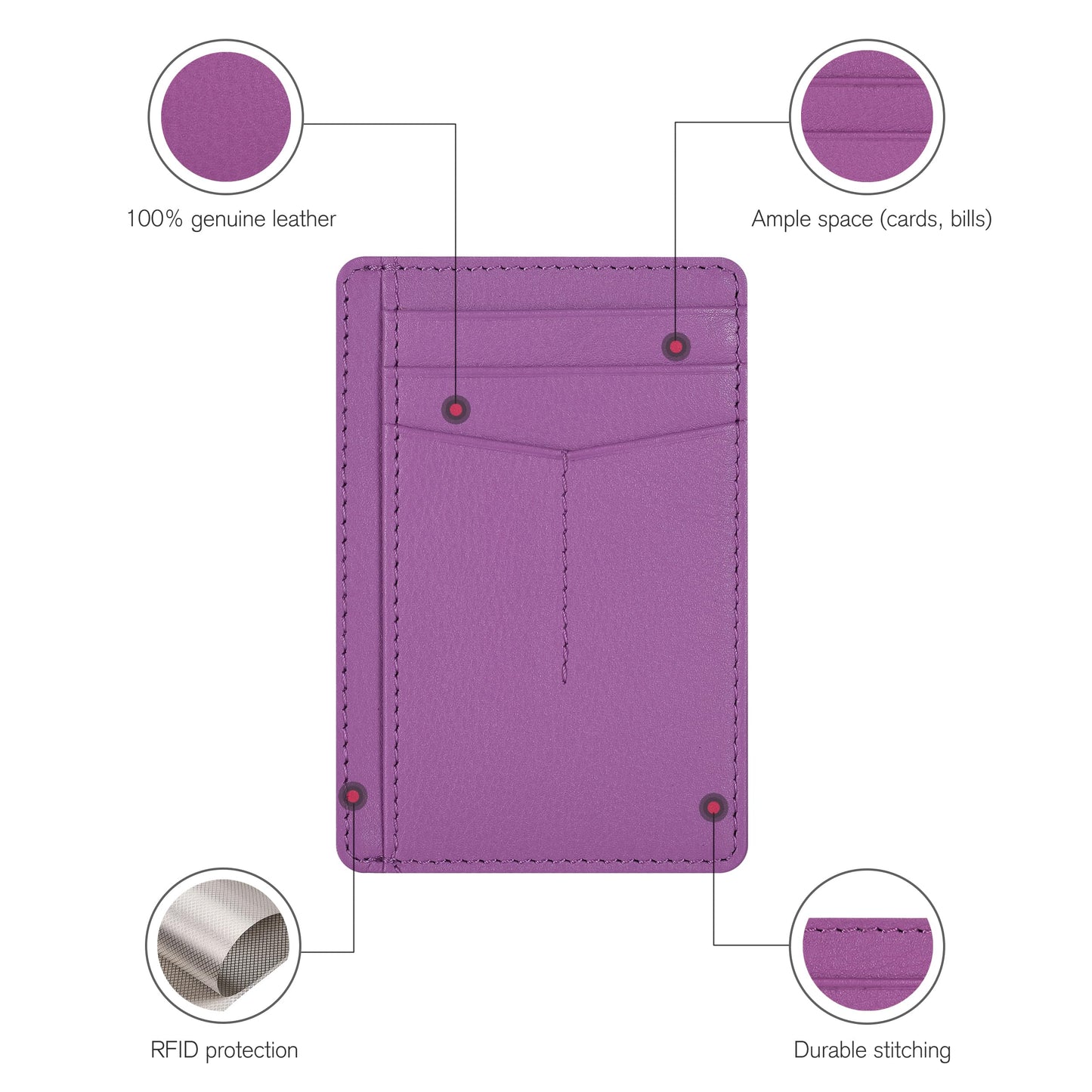 Leather Minimalist Wallet for Men & Women RFID Front Pocket Leather Card Holder Wallets