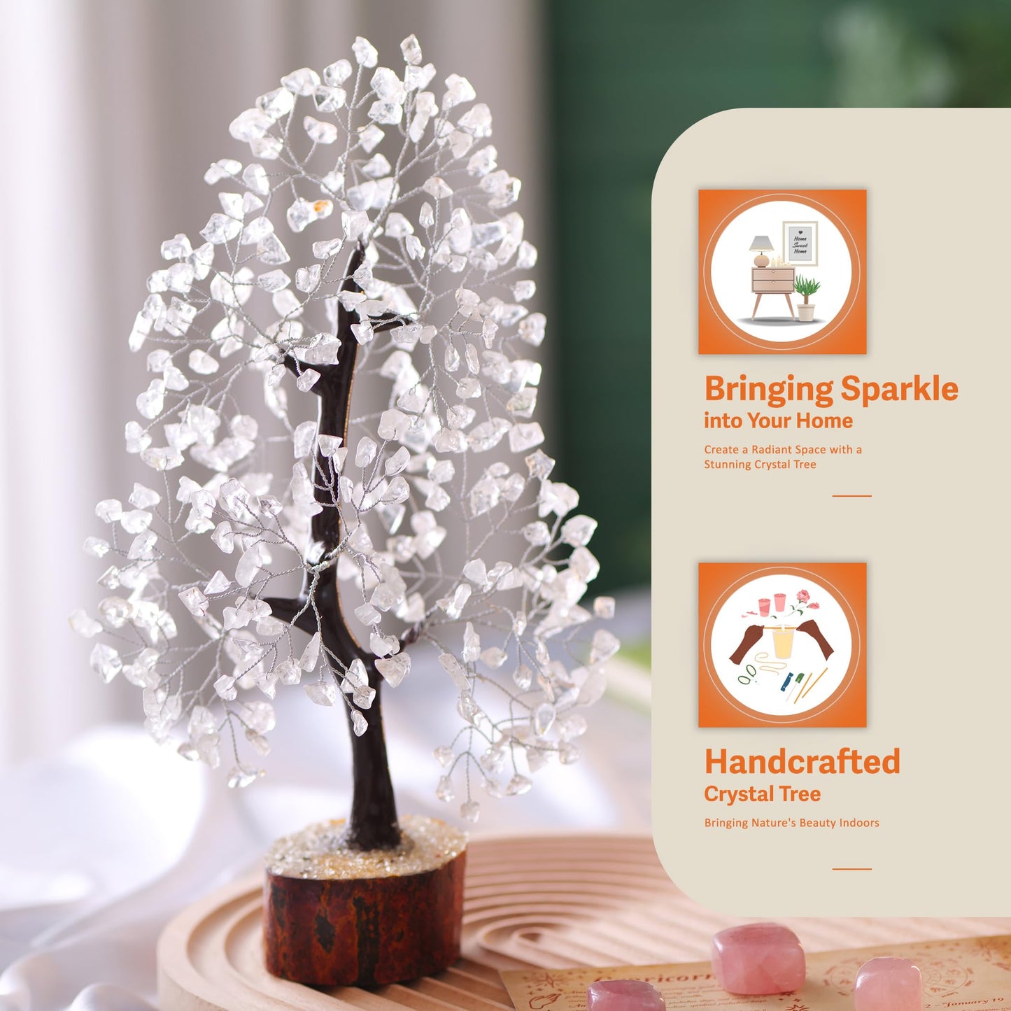 7 Chakra Tree, Crystals and Healing Stones, Chakra Tree of Life Crystal Tree for Positive Energy, Birthday Gifts for Women, Home Office Decor, House Warming Gifts New Home, Spiritual Gifts