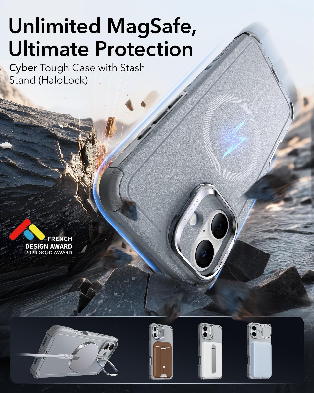 ESR Air Armor Case, Compatible with iPhone 13 Pro Max Case, Military-Grade Drop Protection, Shock-Absorbing Corners, Yellowing-Resistant Hard Back, Scratch Resistant, Clear