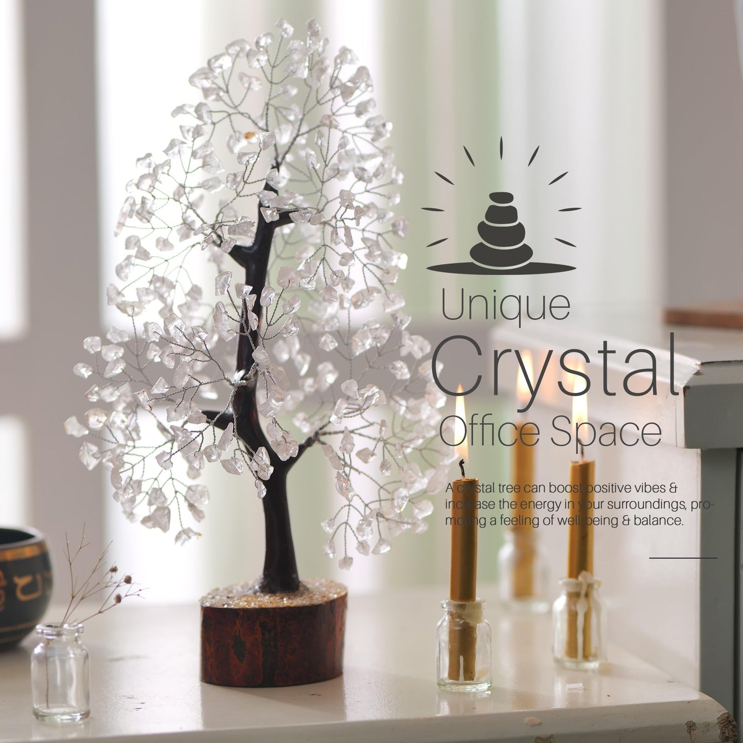 7 Chakra Tree, Crystals and Healing Stones, Chakra Tree of Life Crystal Tree for Positive Energy, Birthday Gifts for Women, Home Office Decor, House Warming Gifts New Home, Spiritual Gifts